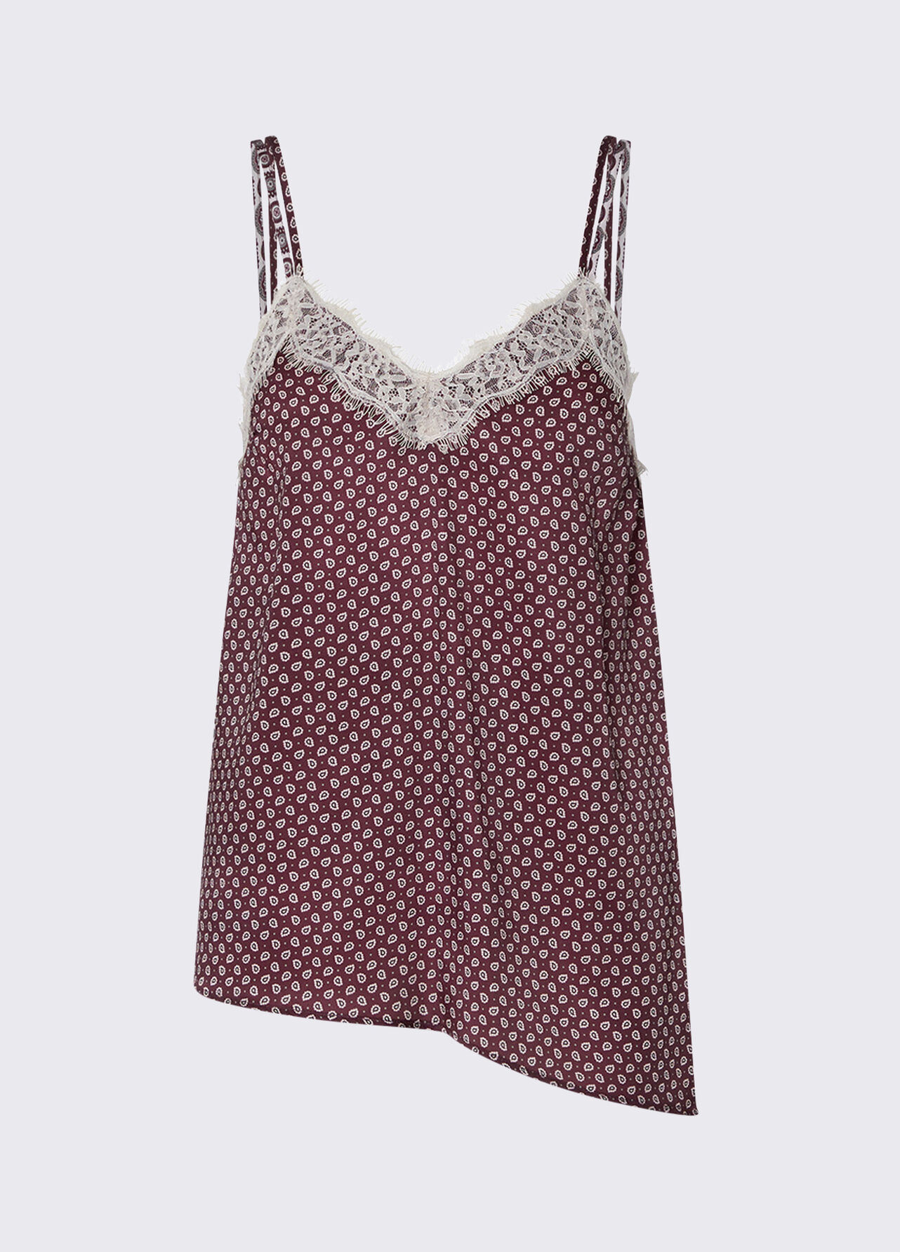 Top con dettagli in pizzo - AUBERGINE