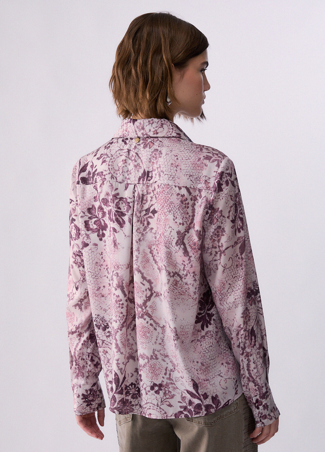 Camicia in twill stampato - PINK