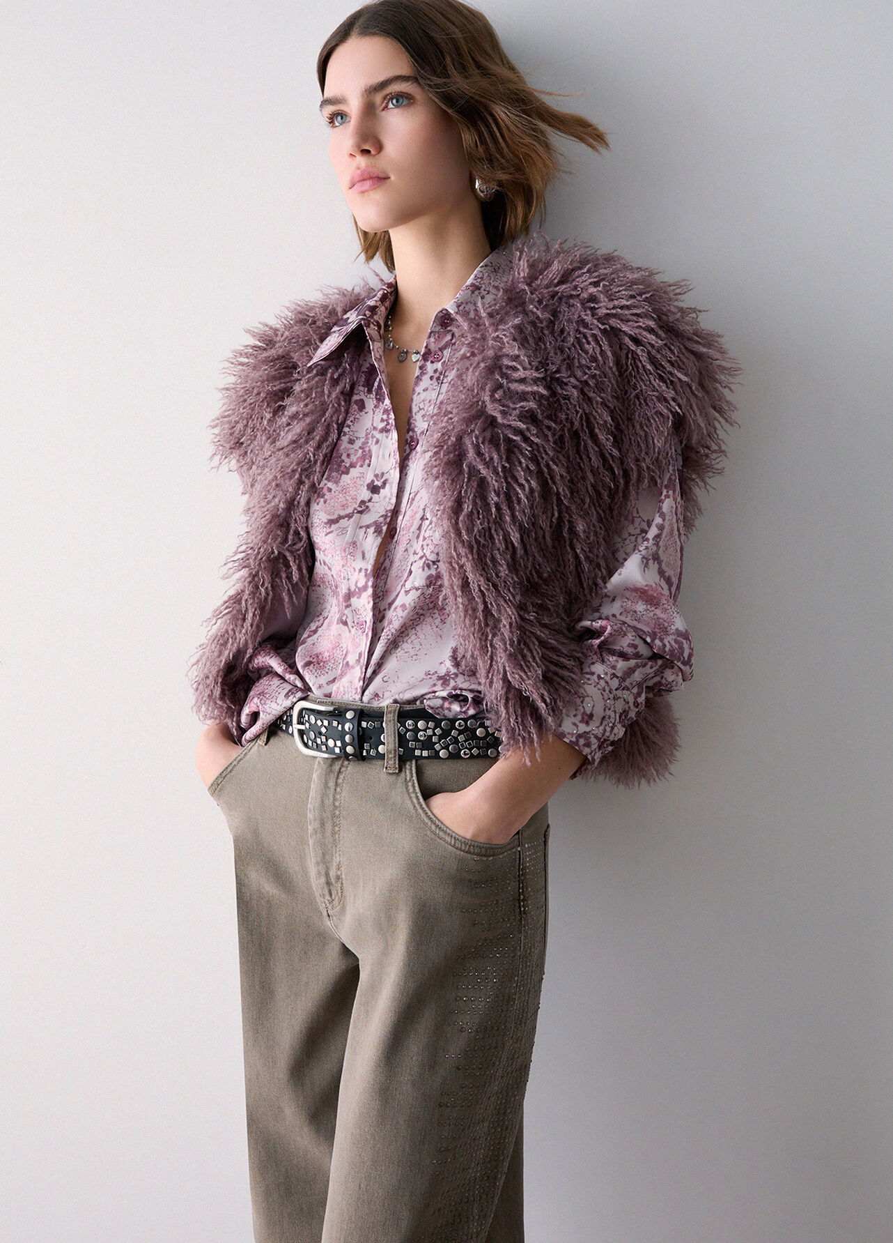Camicia in twill stampato - PINK