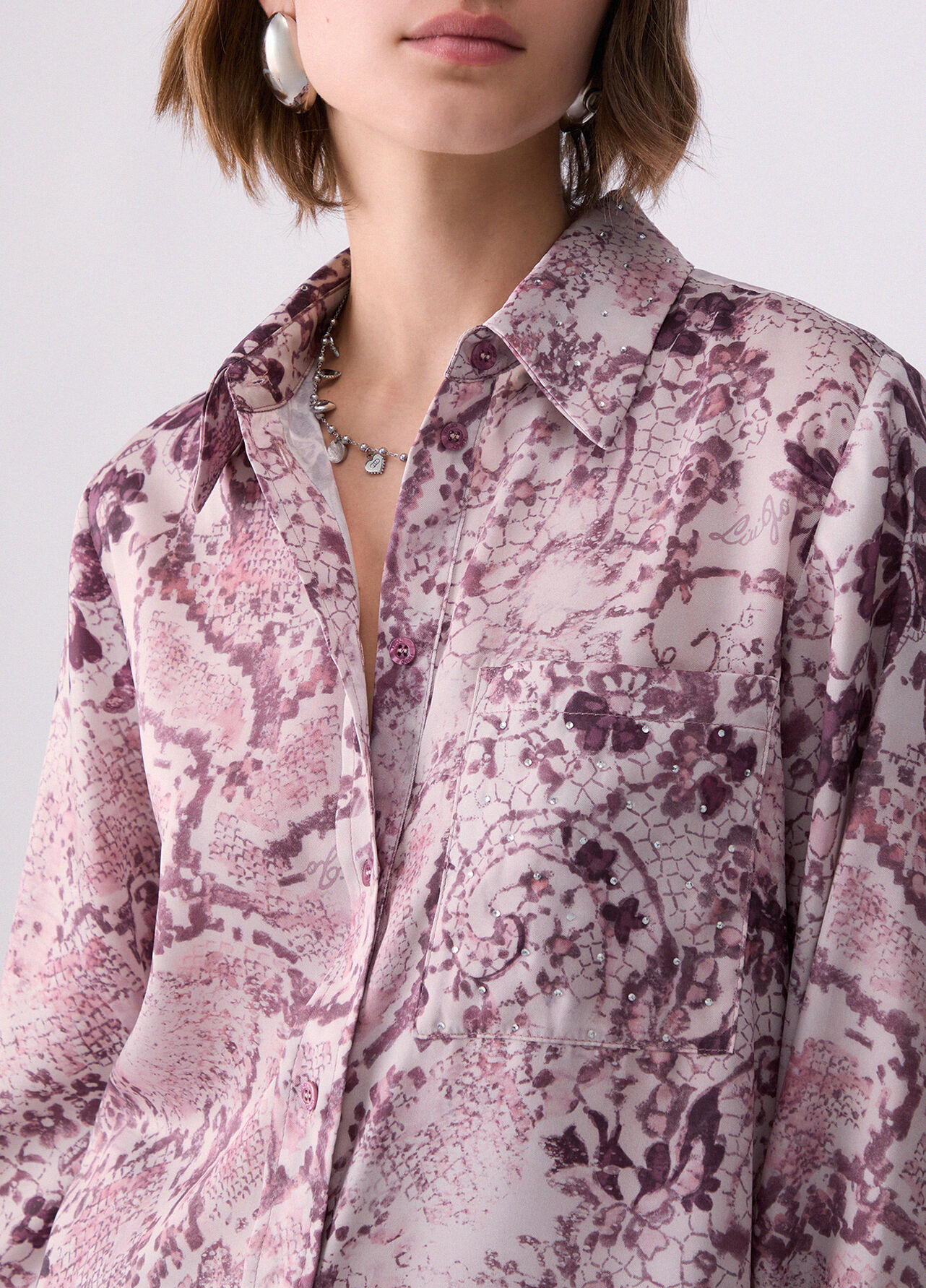 Camicia in twill stampato - PINK