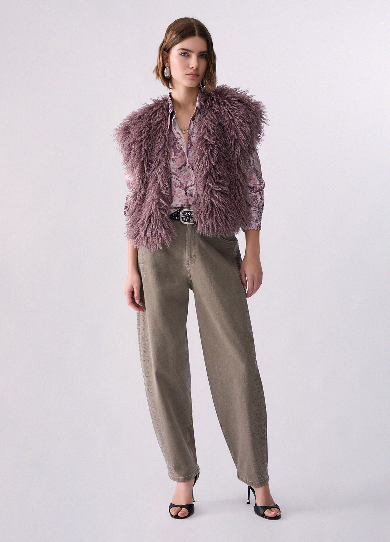 Pantaloni balloon con micro-strass - BEIGE