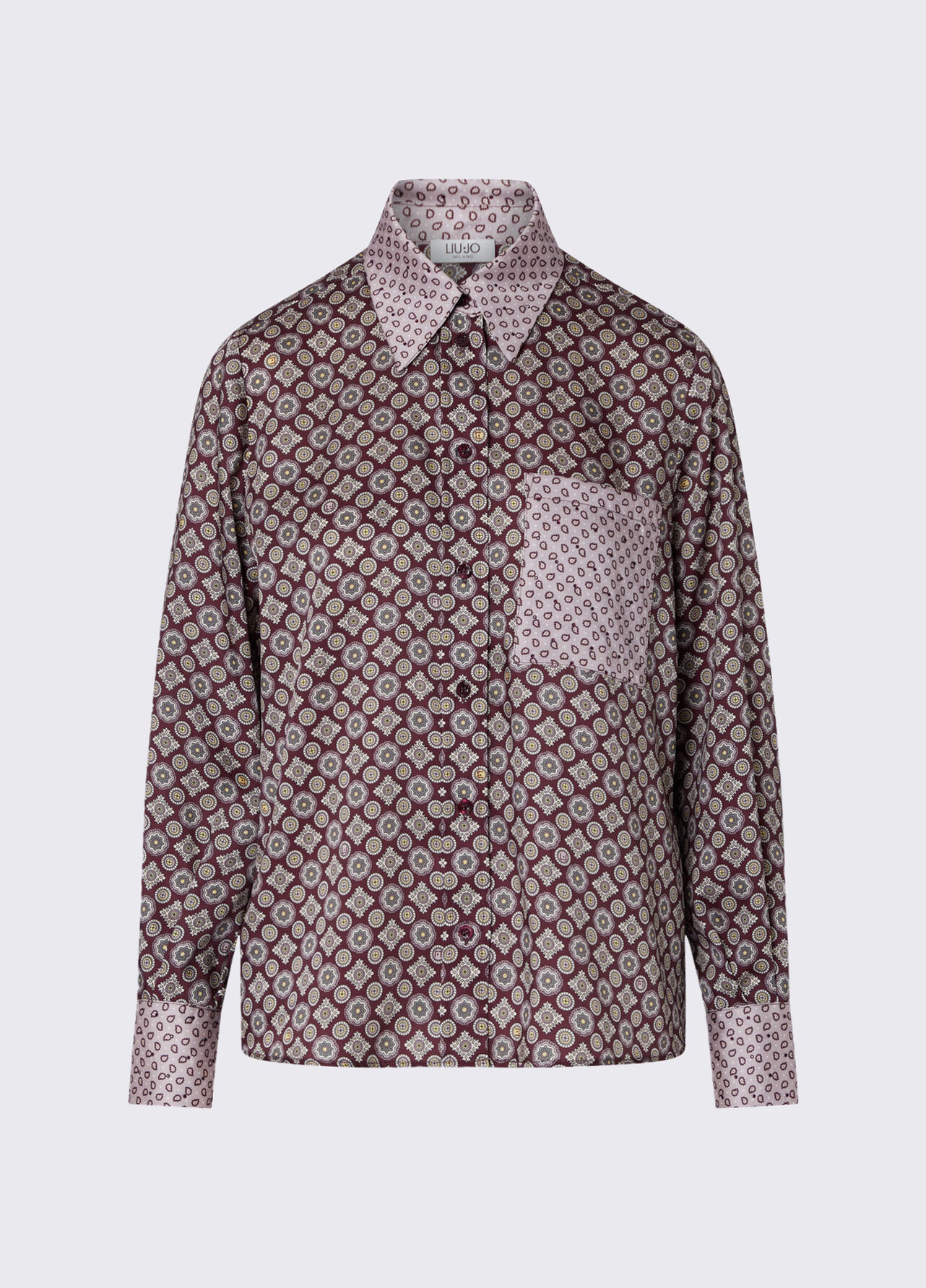 Camicia in twill stampato - PURPLE GEOMETRIC