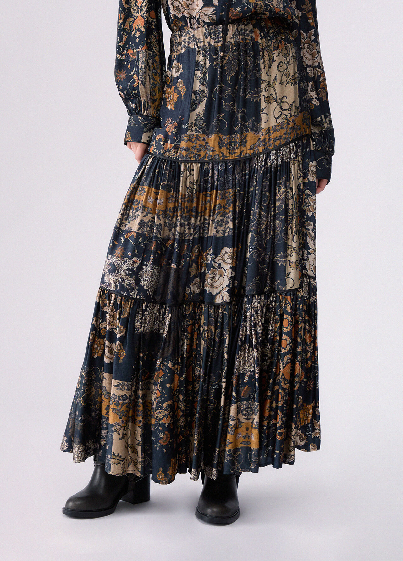 Gonna lunga con balze - FLORAL PRINT
