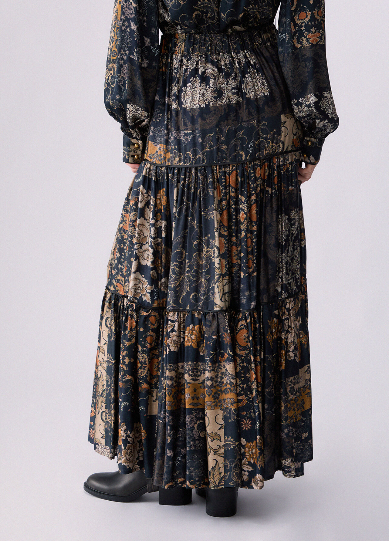 Gonna lunga con balze - FLORAL PRINT