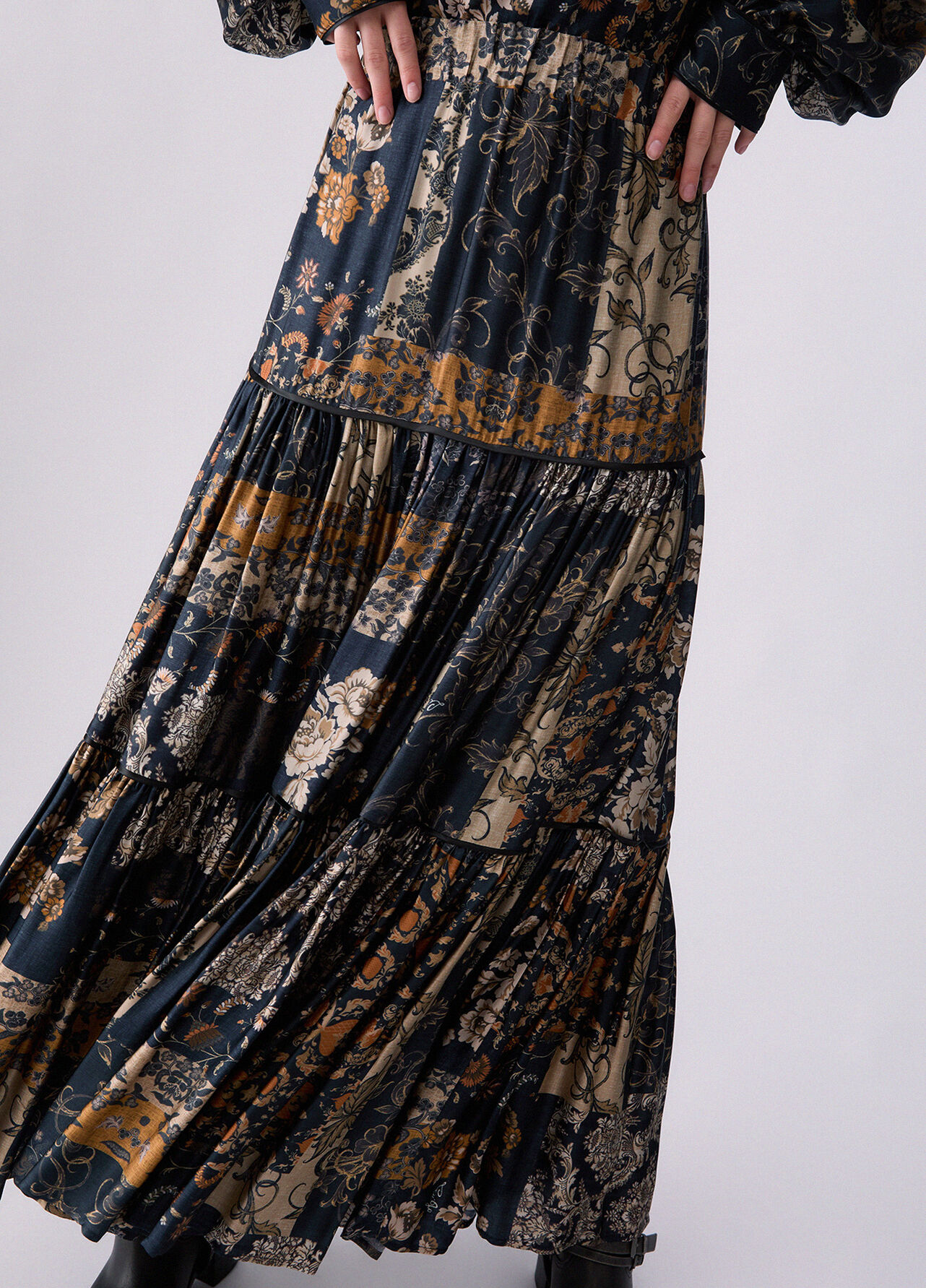 Gonna lunga con balze - FLORAL PRINT