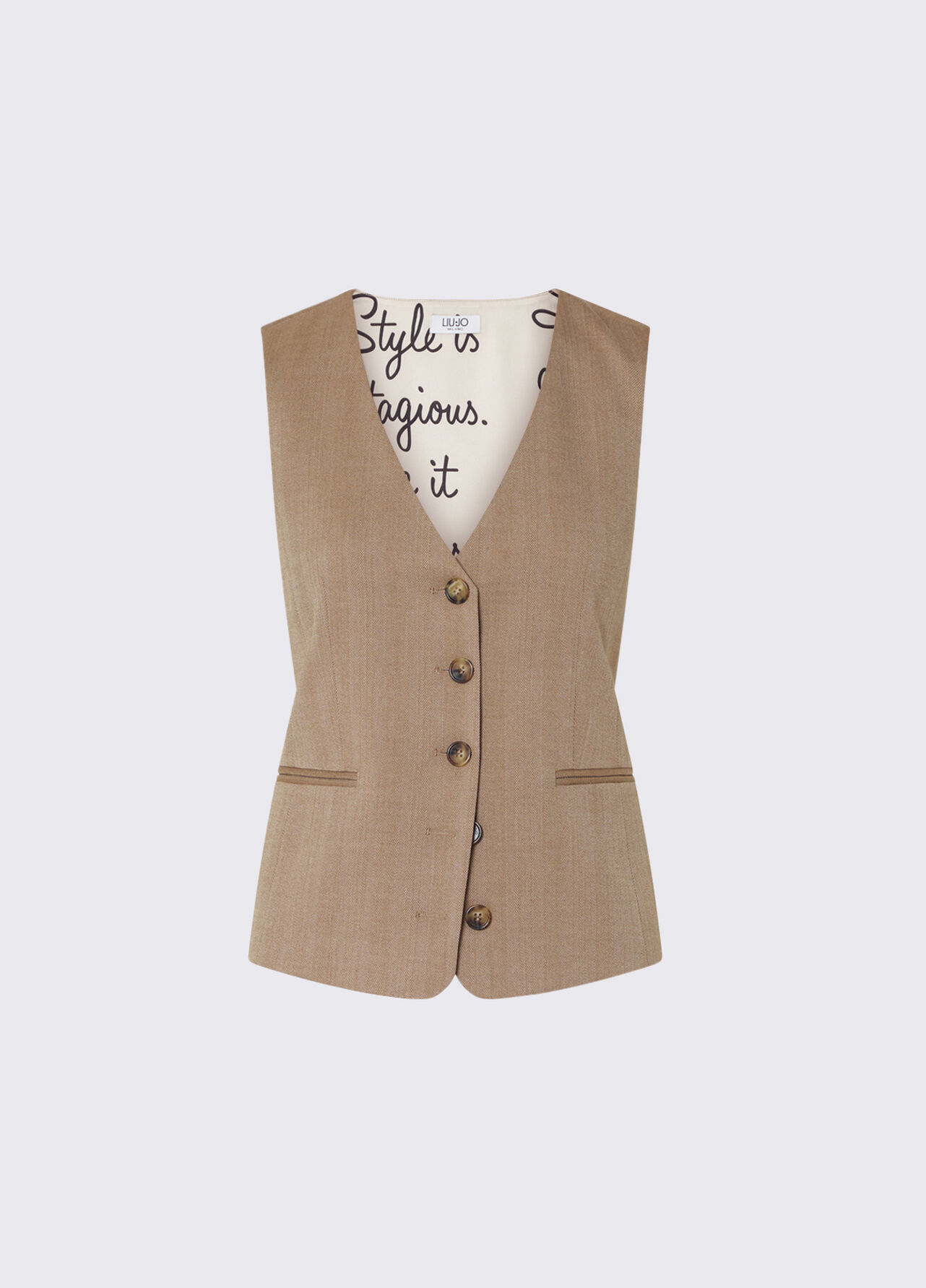 Gilet con alamari - BEIGE