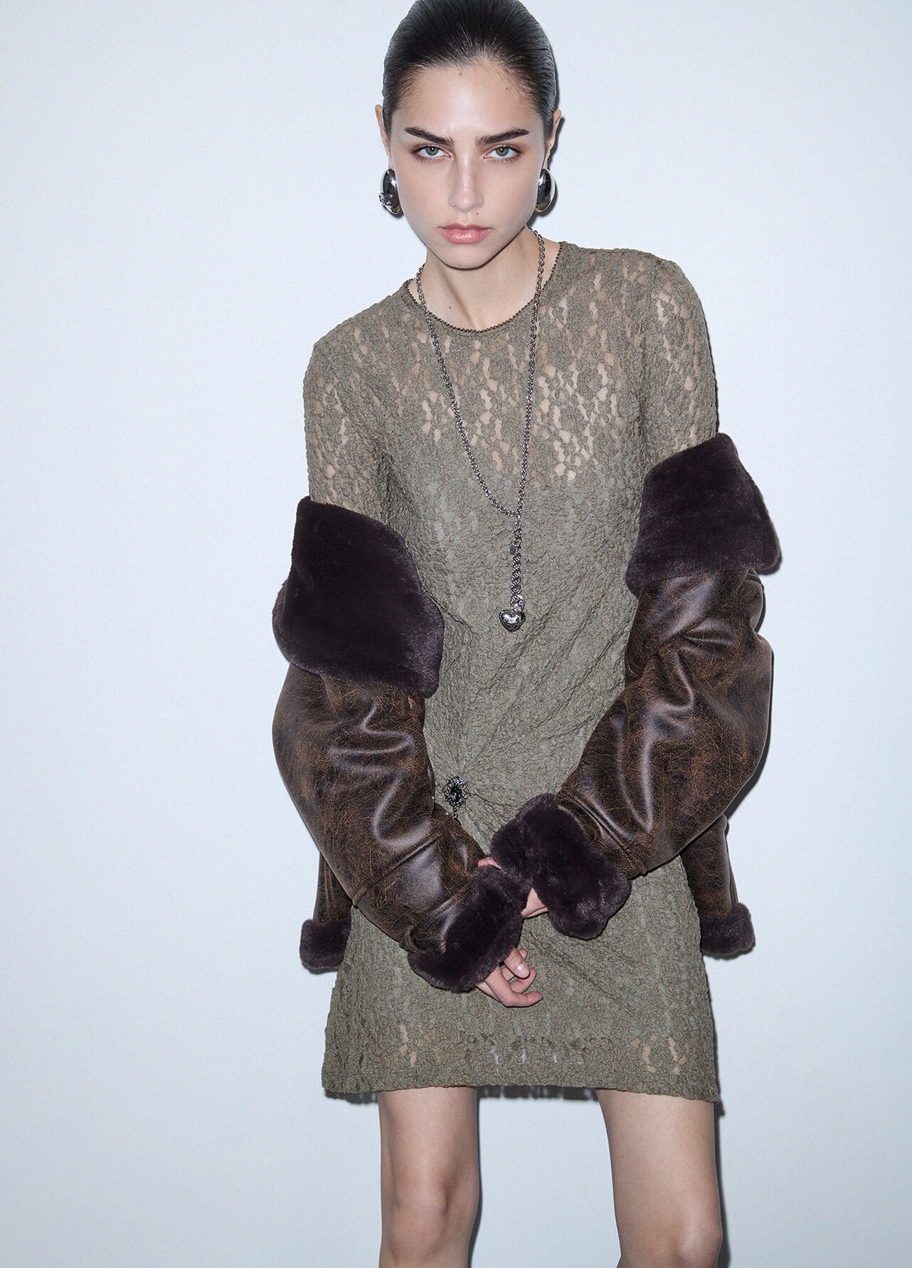 Abito corto in pizzo - GREEN