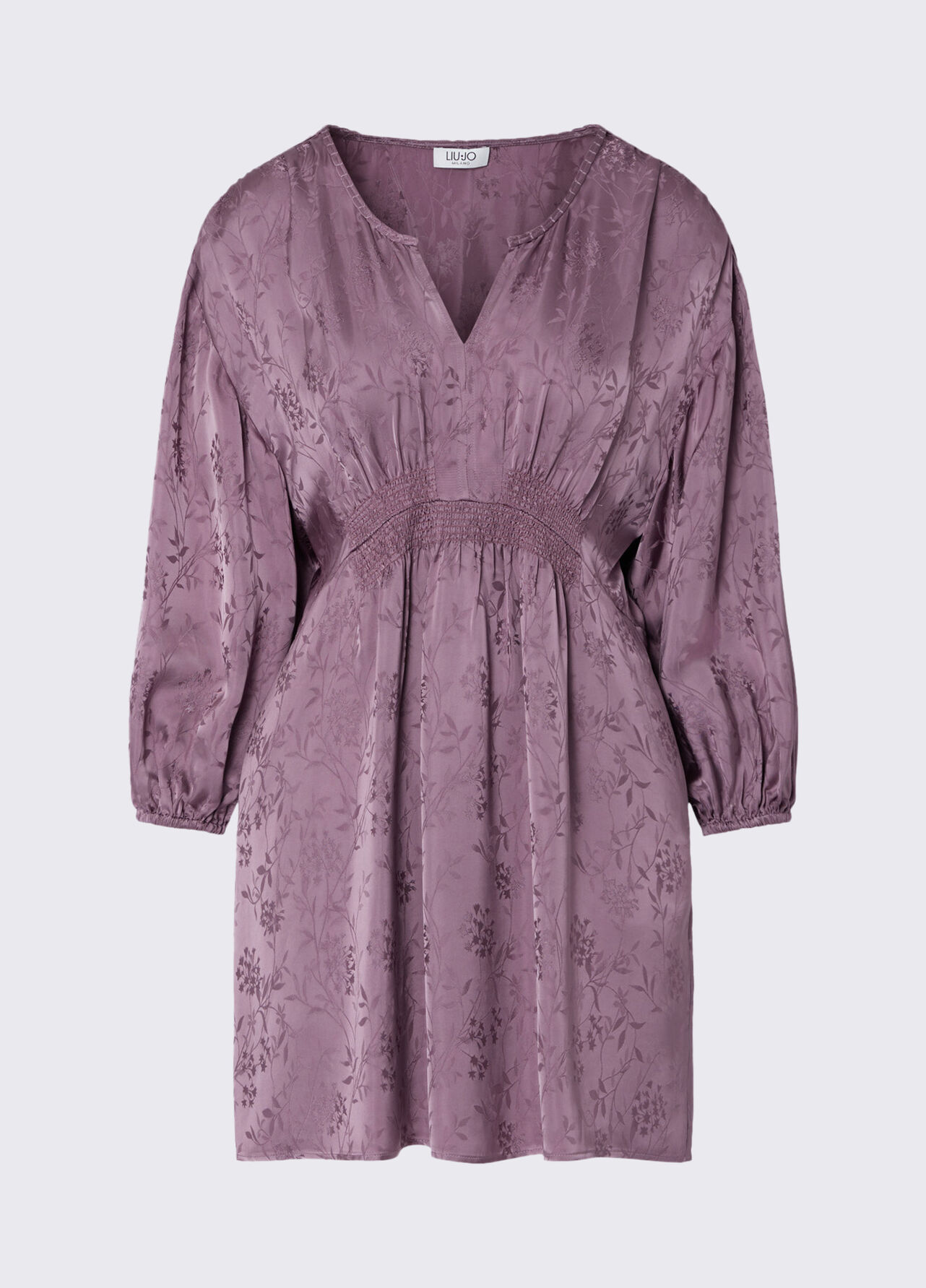 Abito corto in raso jacquard - PINK