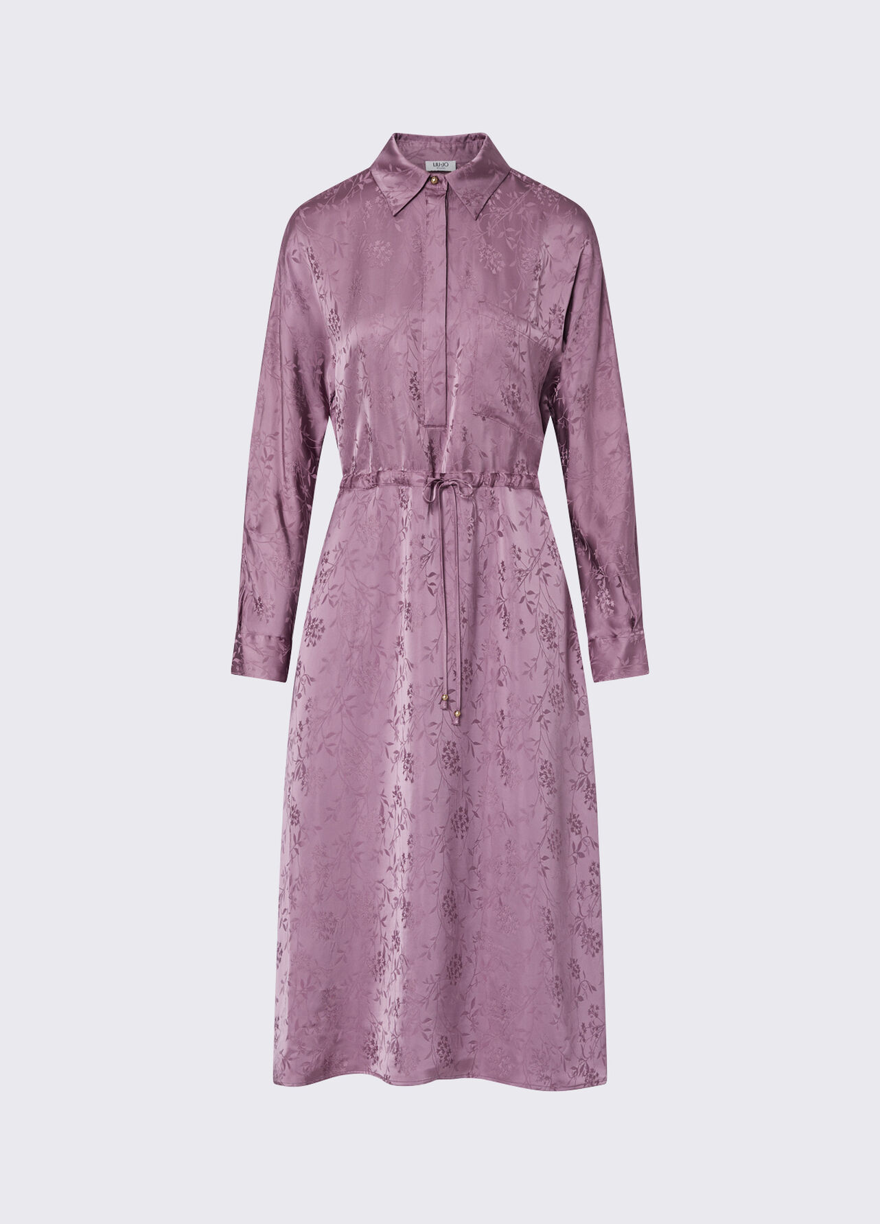 Abito midi in raso jacquard - PINK