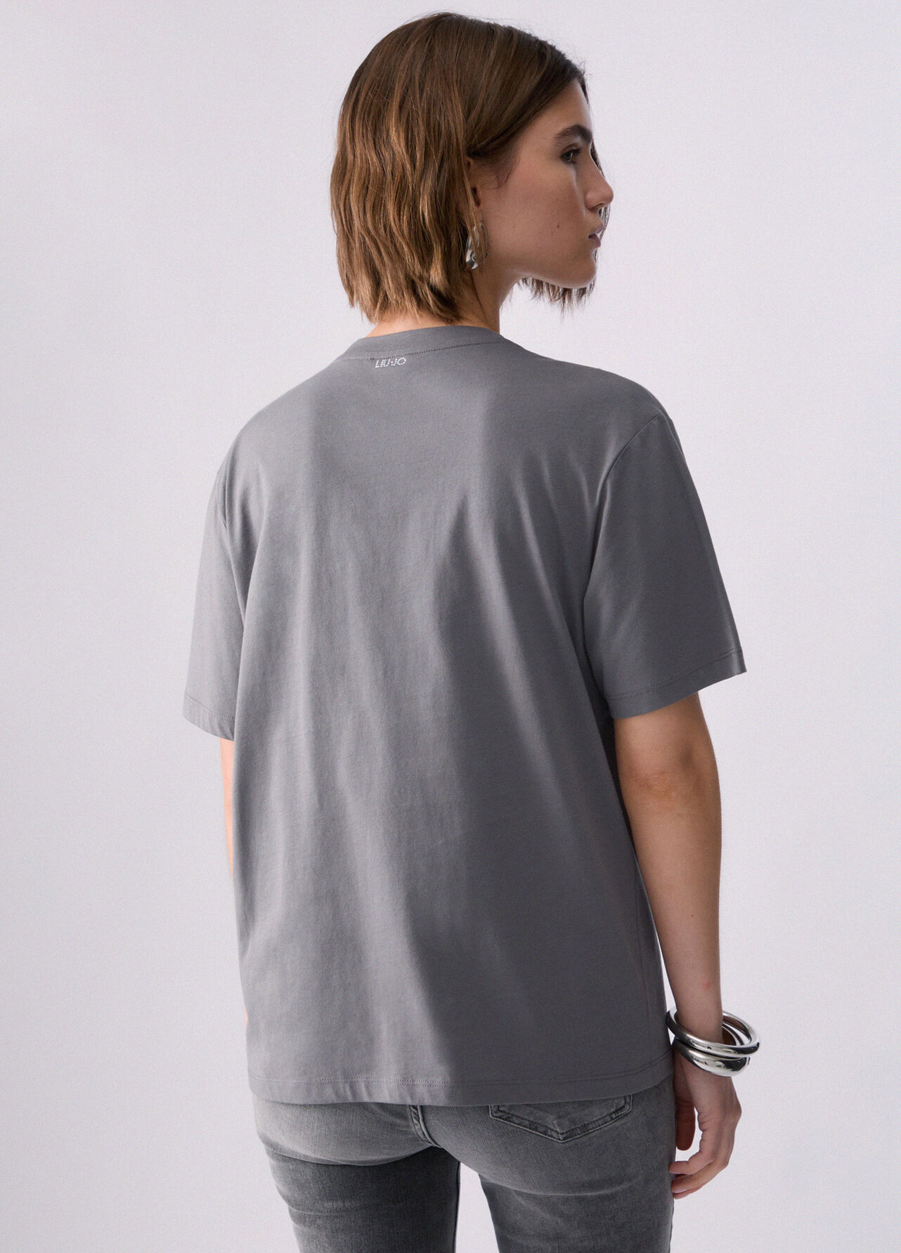T-shirt con ricami gioiello - GREY