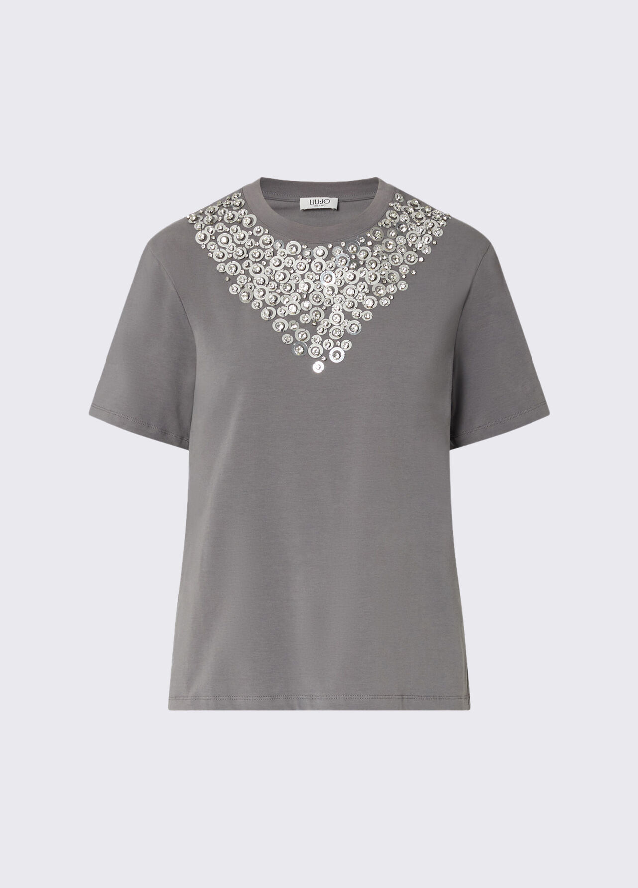 T-shirt con ricami gioiello - GREY