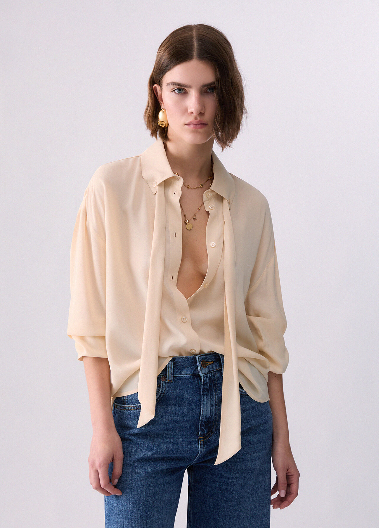 Camicia con fiocco - CREAM