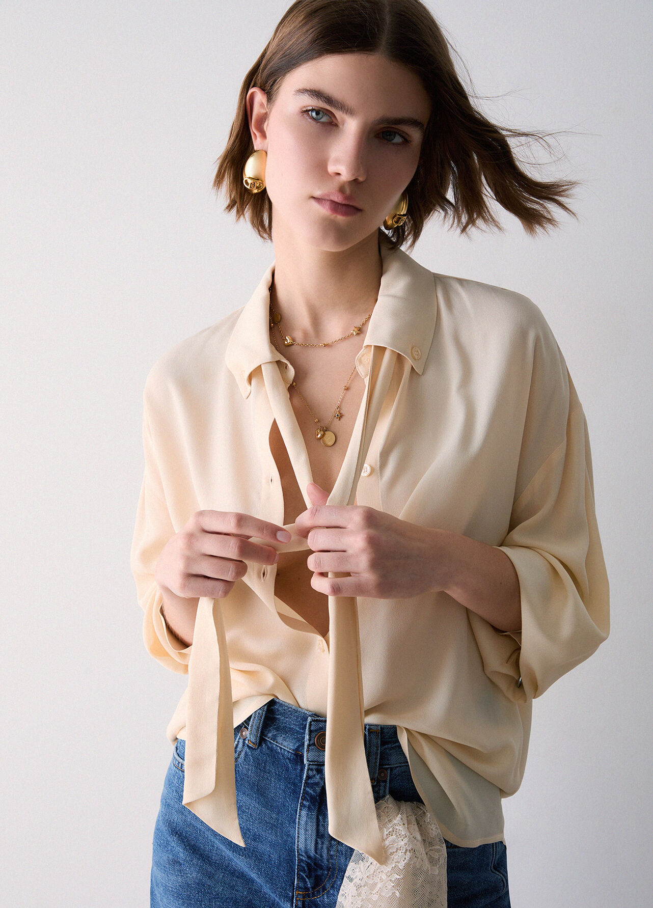 Camicia con fiocco - CREAM