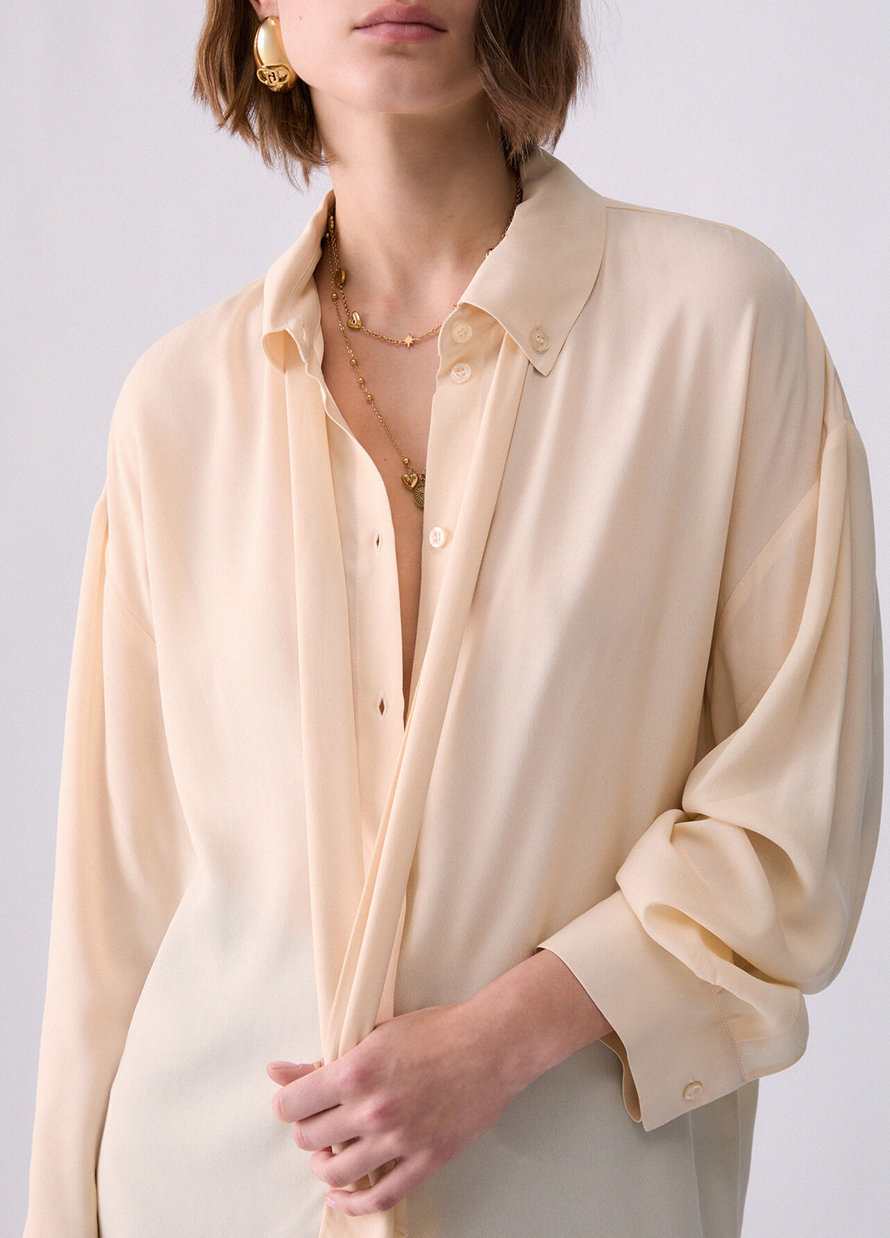 Camicia con fiocco - CREAM