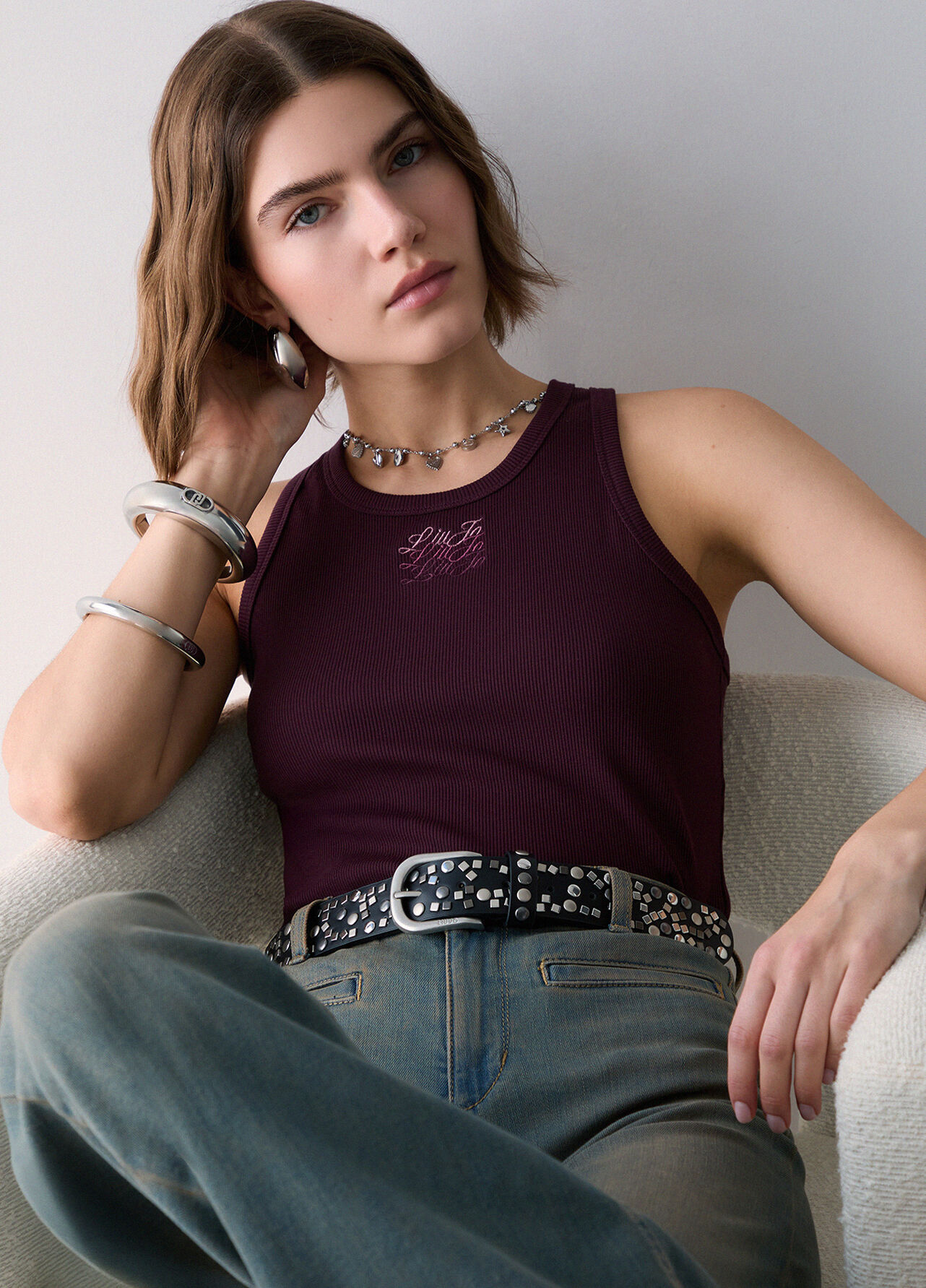 Top con logo - AUBERGINE