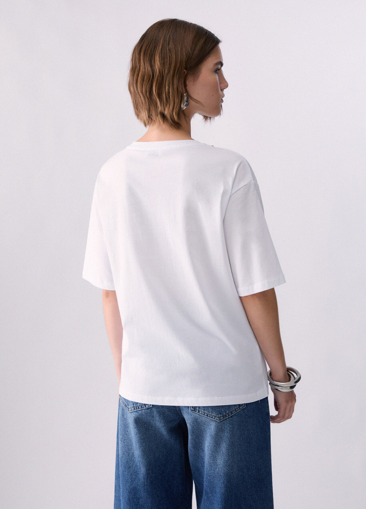 T-shirt con ricami gioiello - WHITE