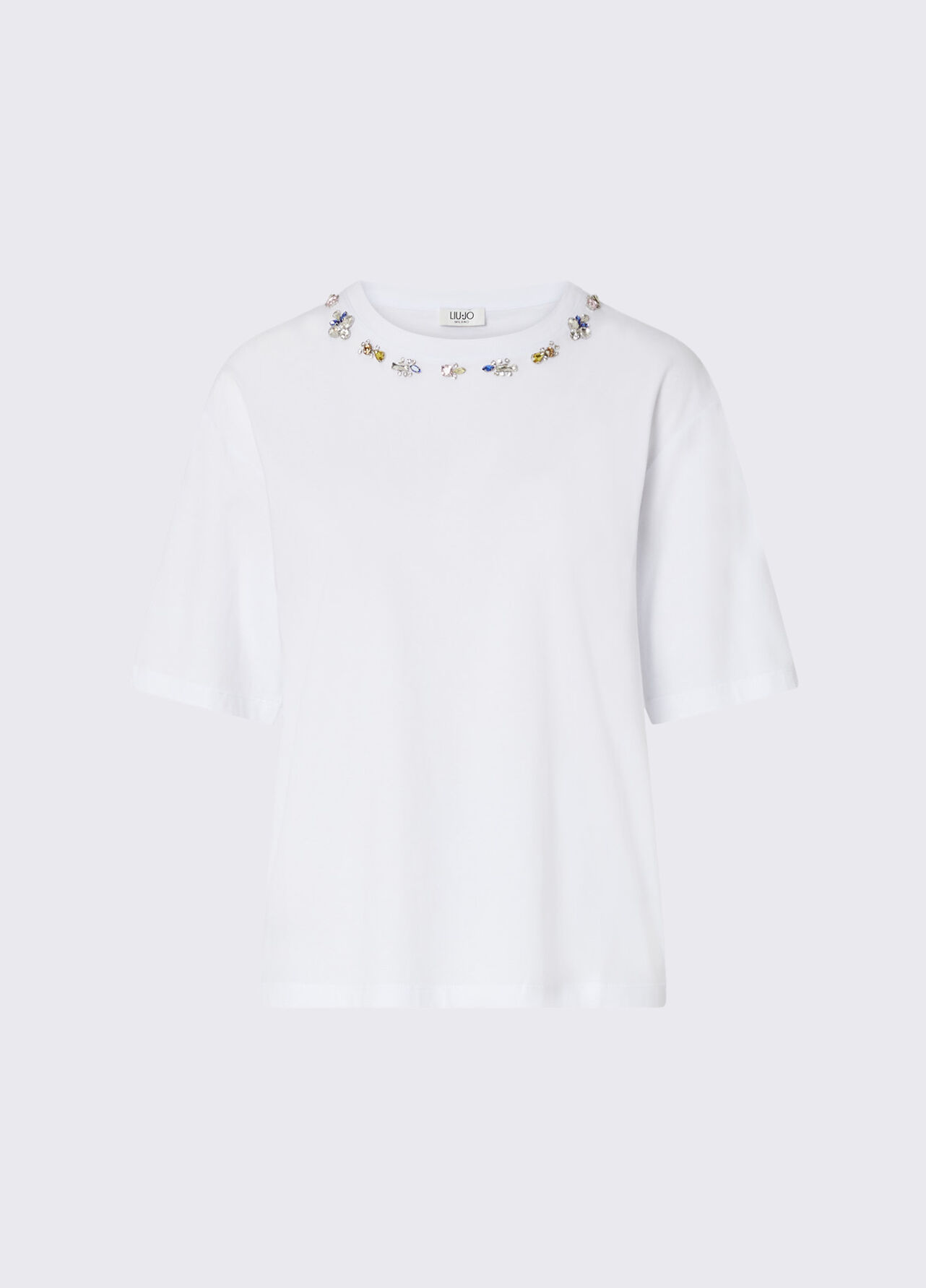 T-shirt con ricami gioiello - WHITE