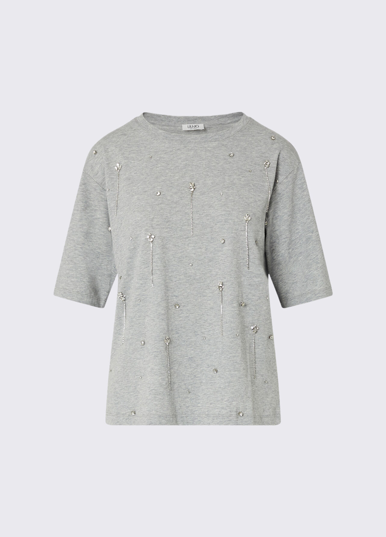 T-shirt con ricami gioiello - GREY