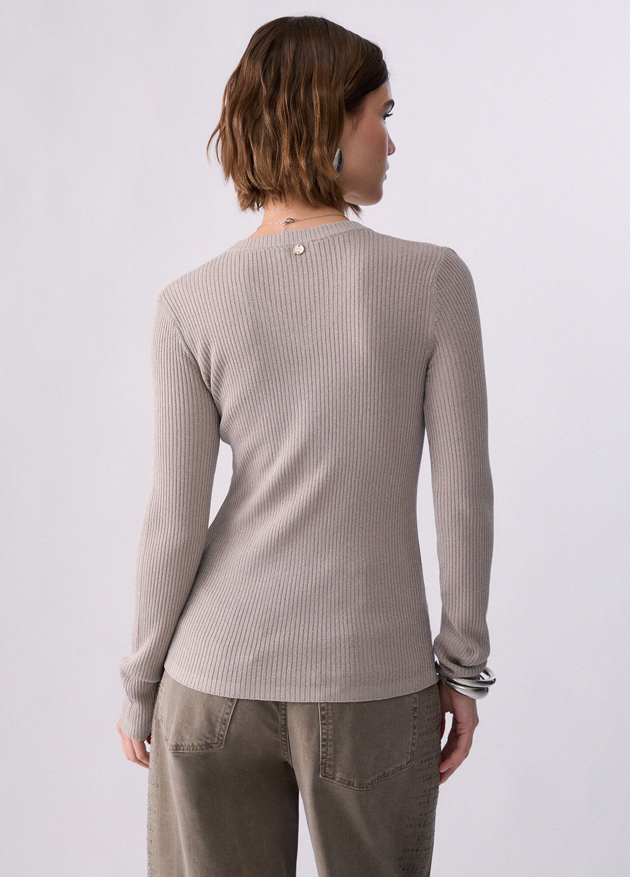 Maglia lamé - BEIGE
