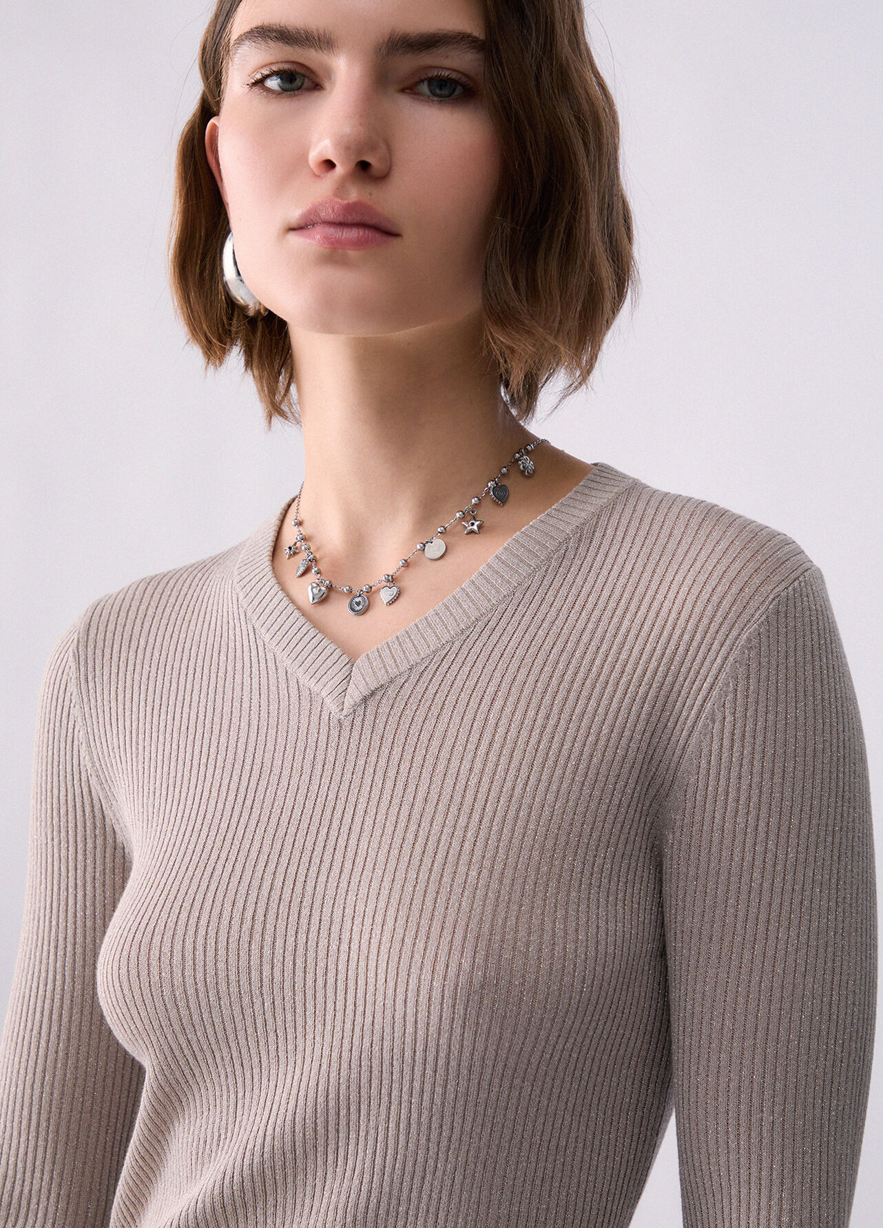 Maglia lamé - BEIGE