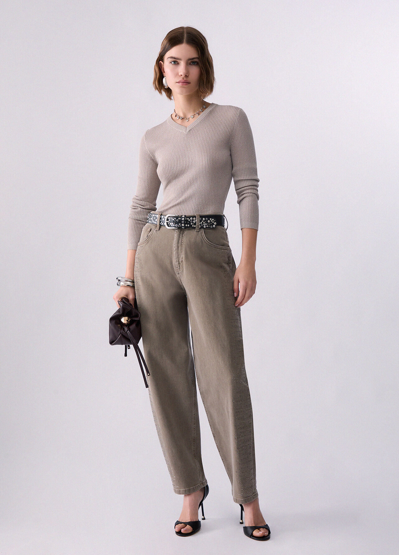 Maglia lamé - BEIGE