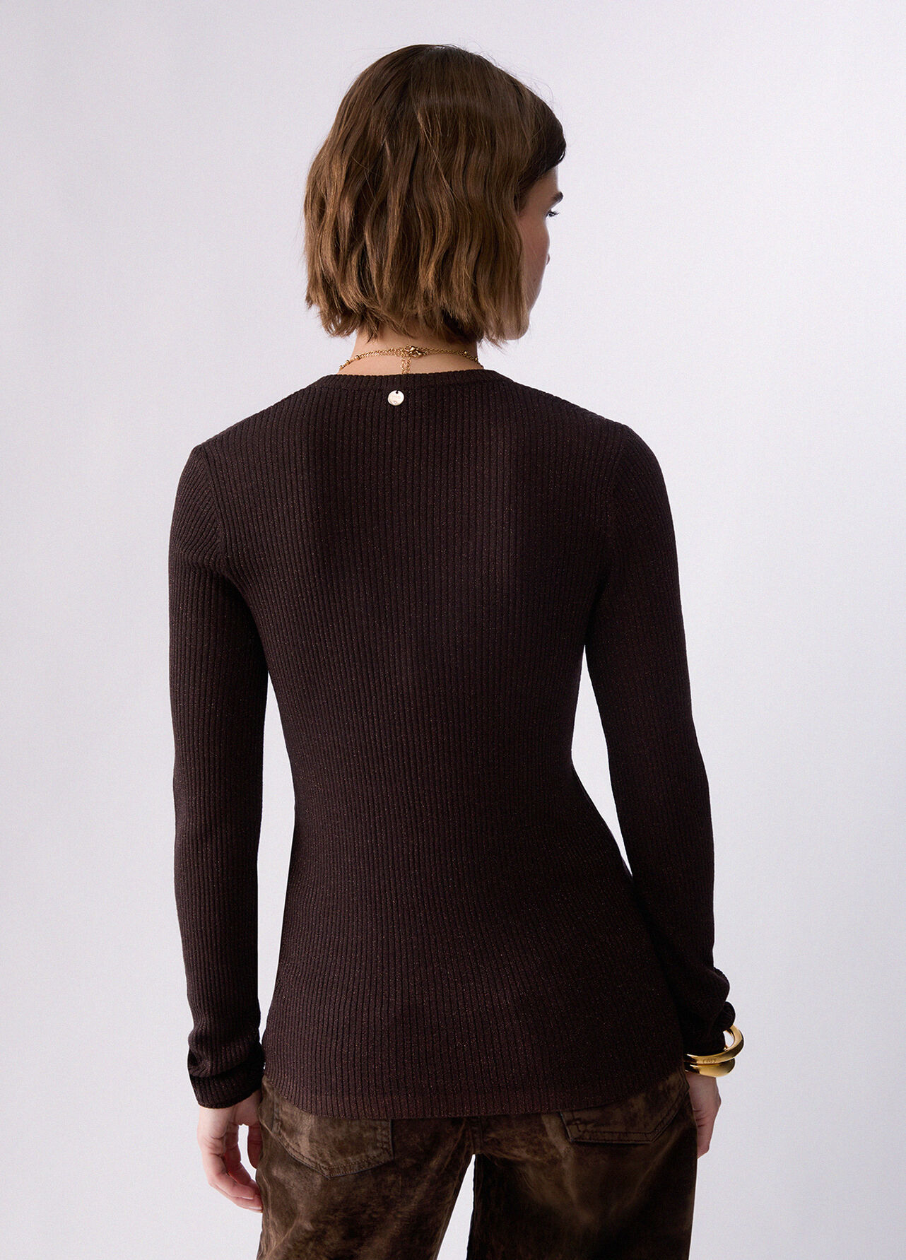 Maglia lamé - DARK BROWN