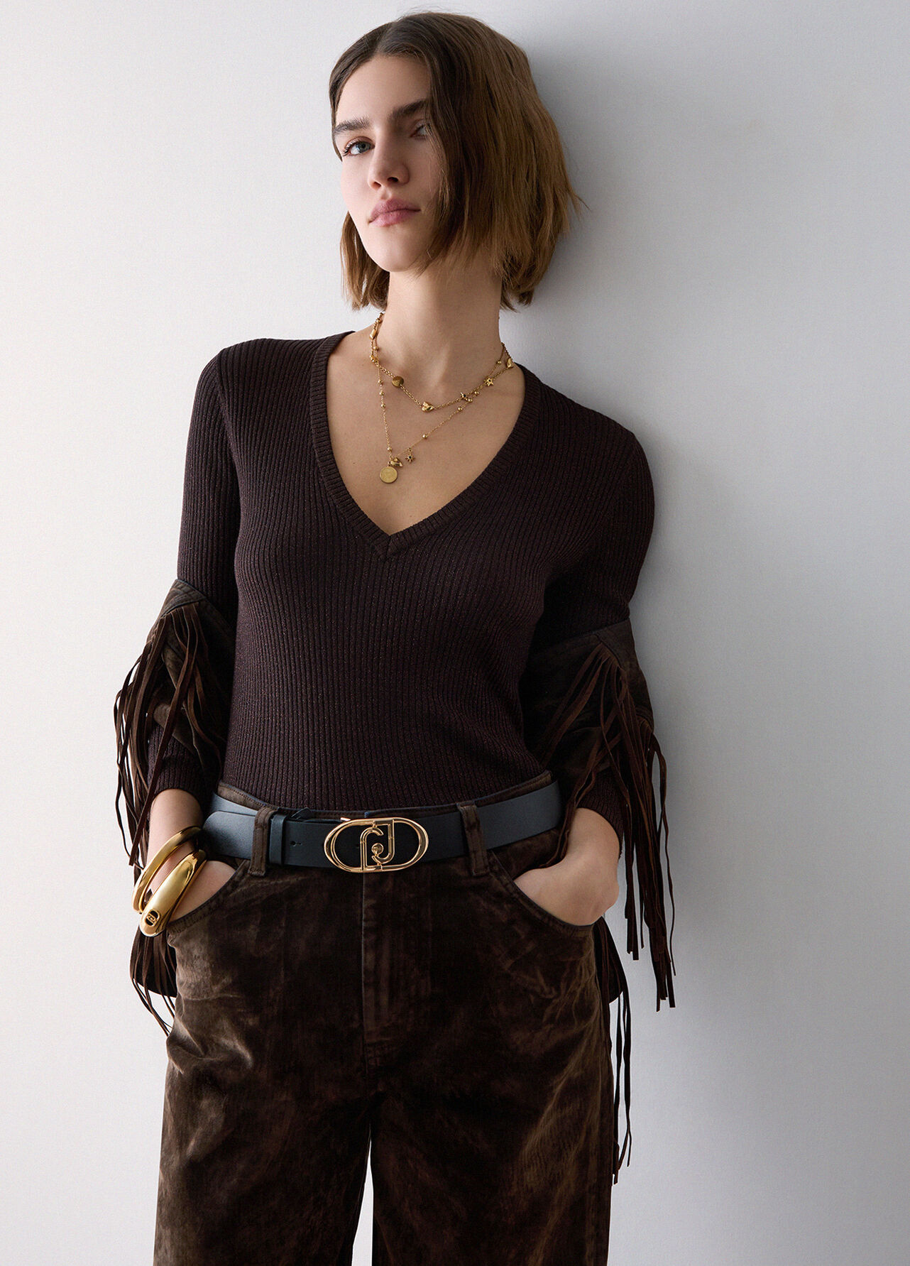 Maglia lamé - DARK BROWN