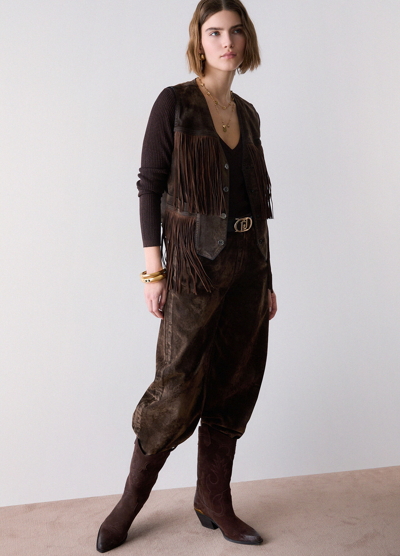 Maglia lamé - DARK BROWN