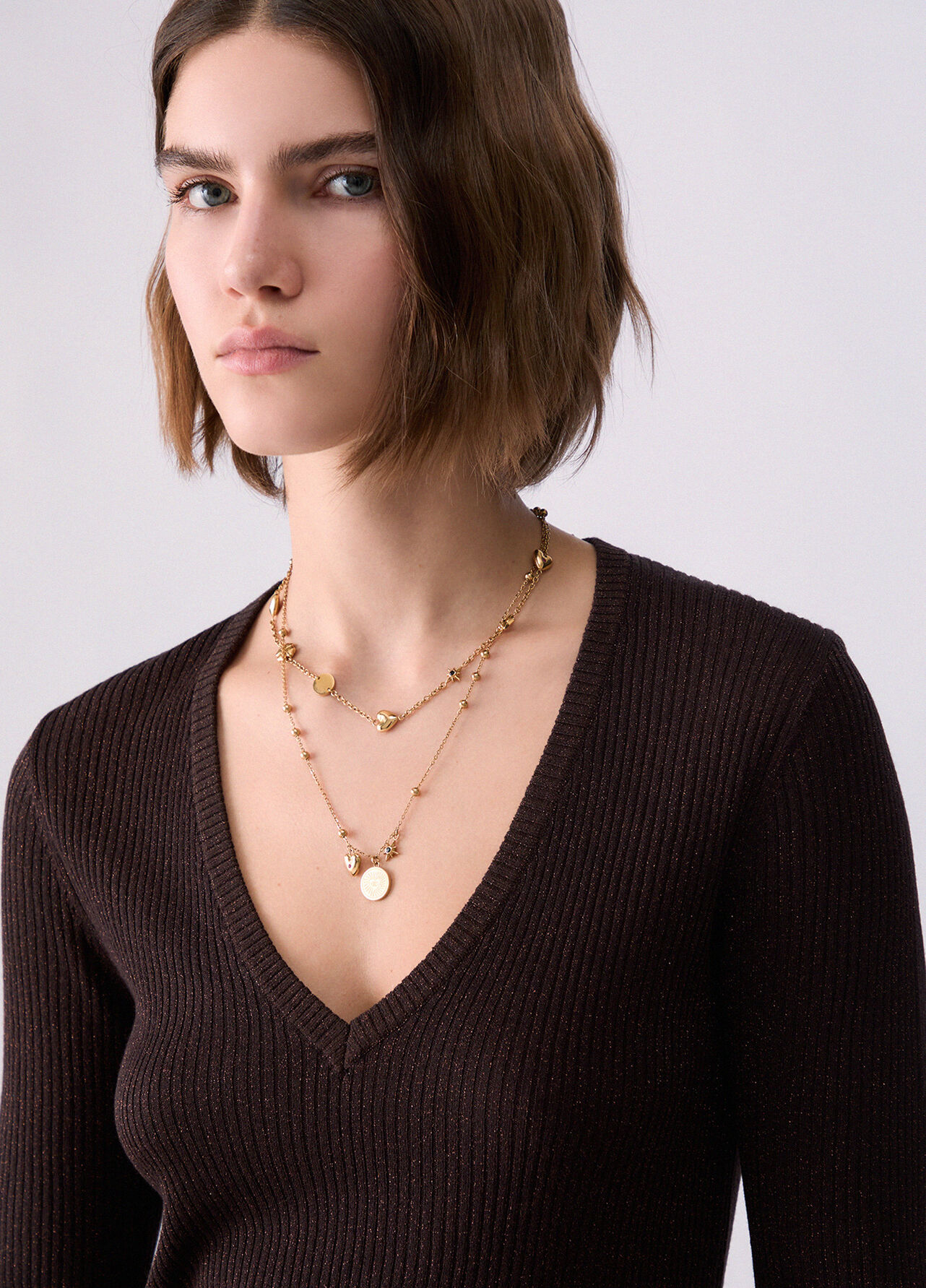 Maglia lamé - DARK BROWN