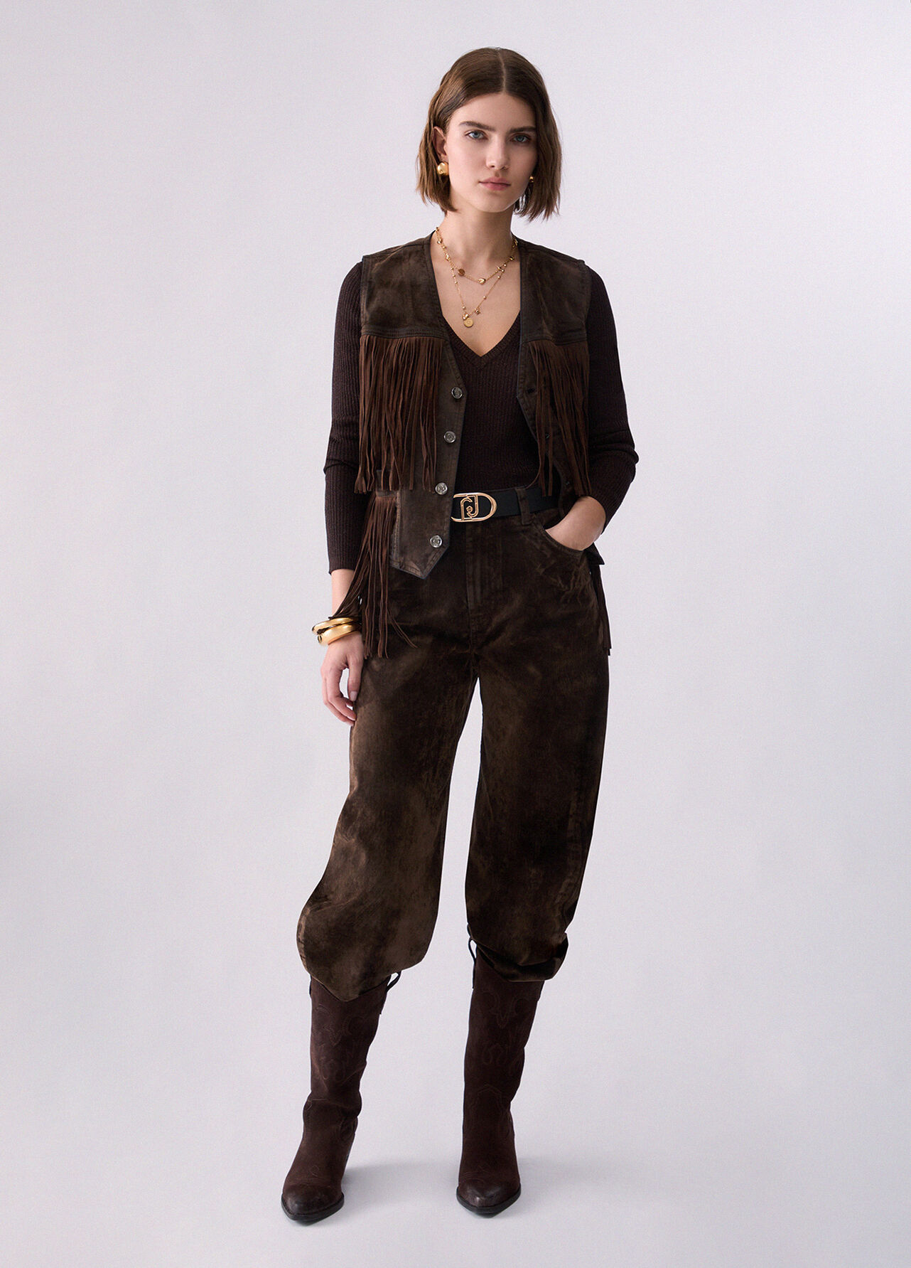 Maglia lamé - DARK BROWN