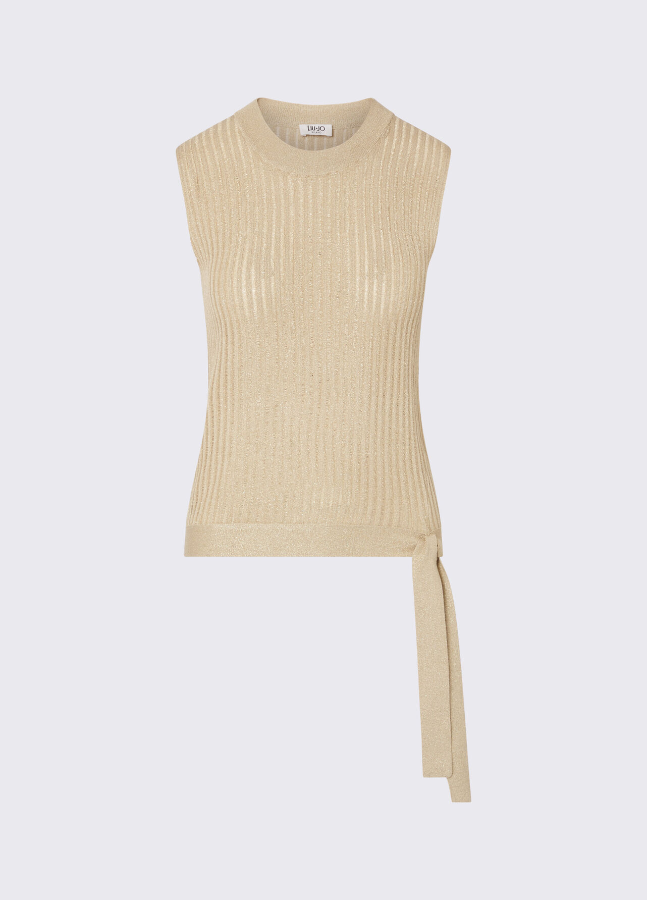 Top in maglia con fiocco - BEIGE