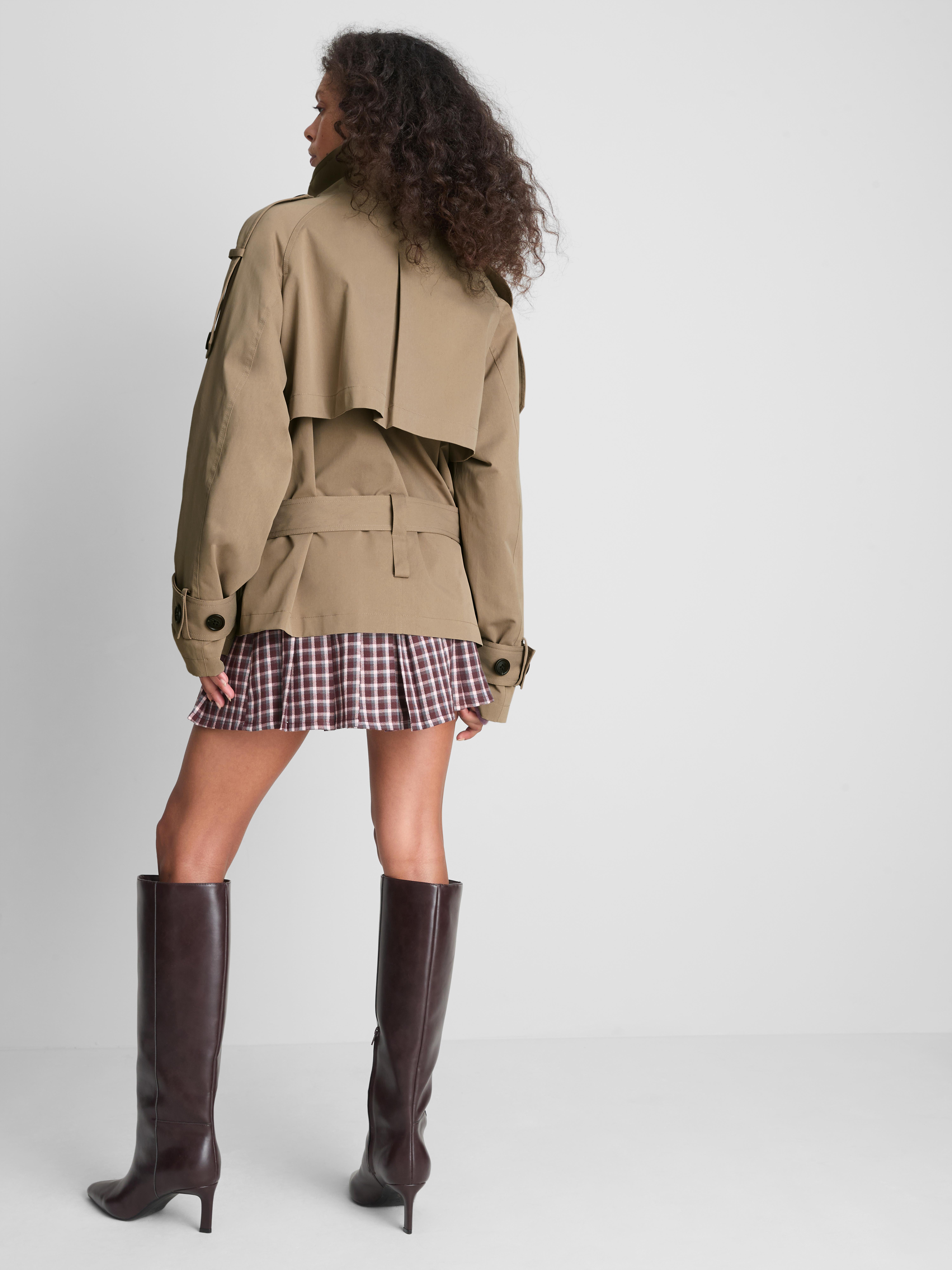 Paula Echevarría Belted Funnel Neck Raincoat - Beige