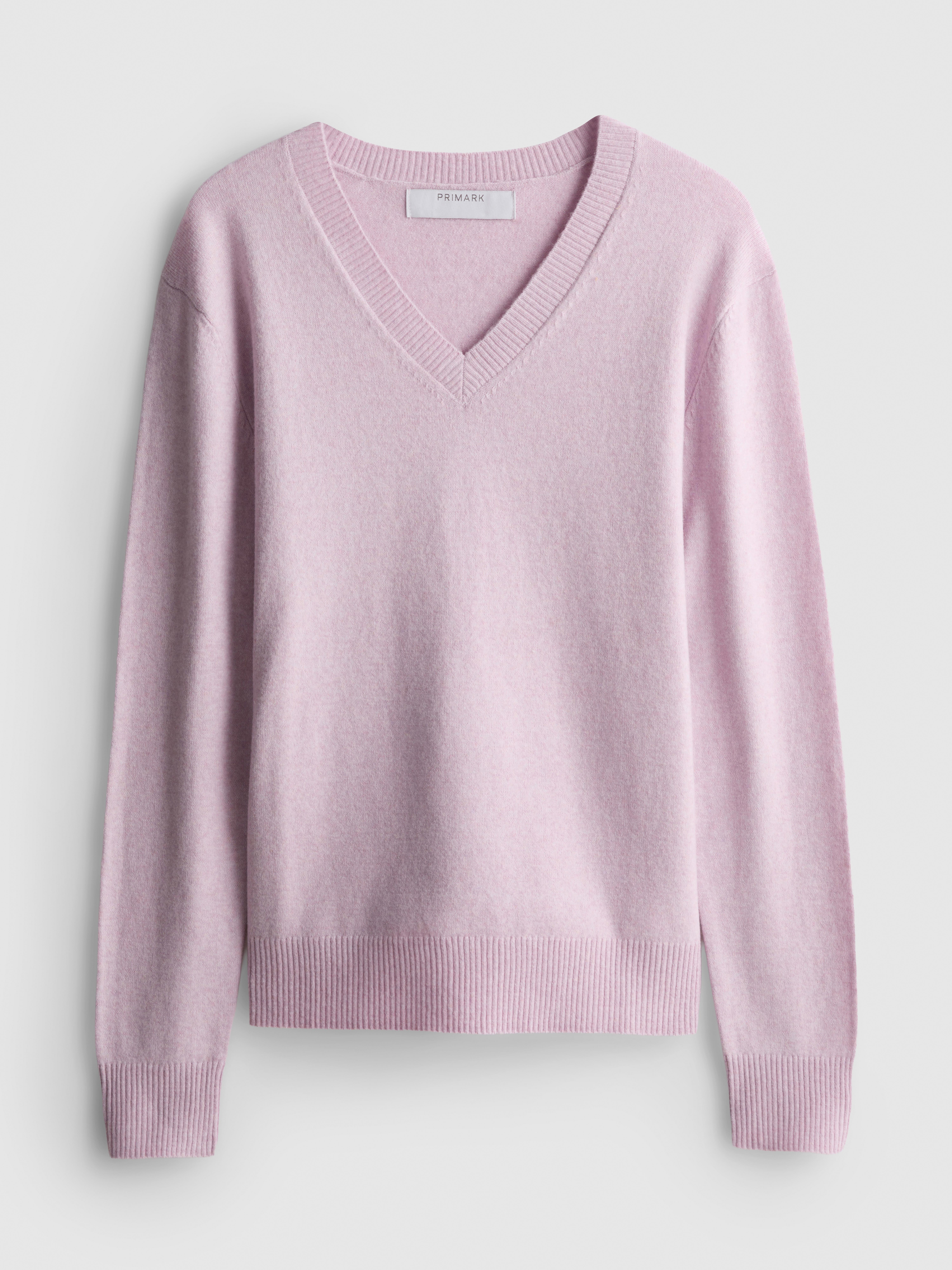 Knitted V-Neck Sweater - Lilac