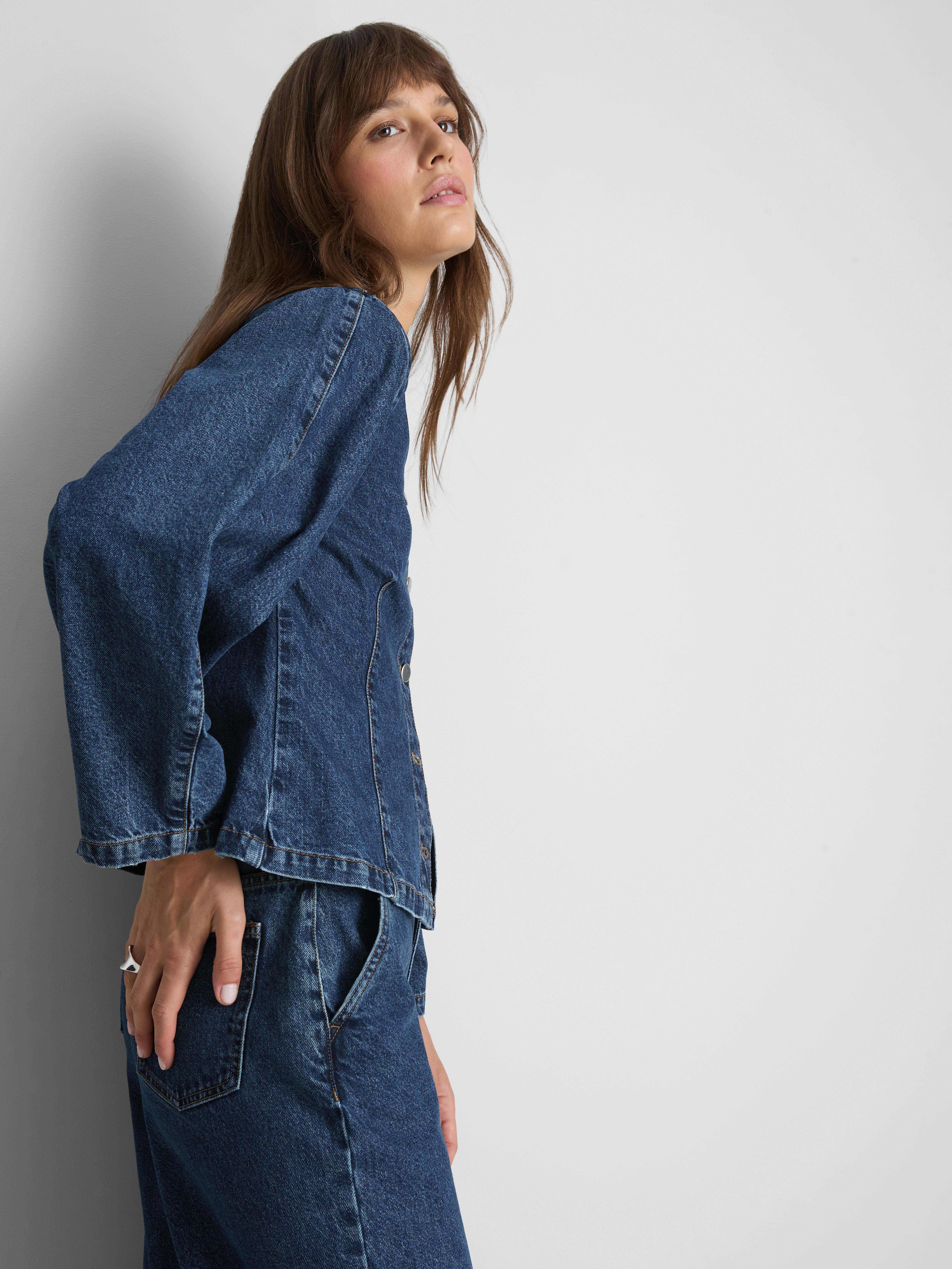 Paula Echevarría Denim Collarless Top - Indigo
