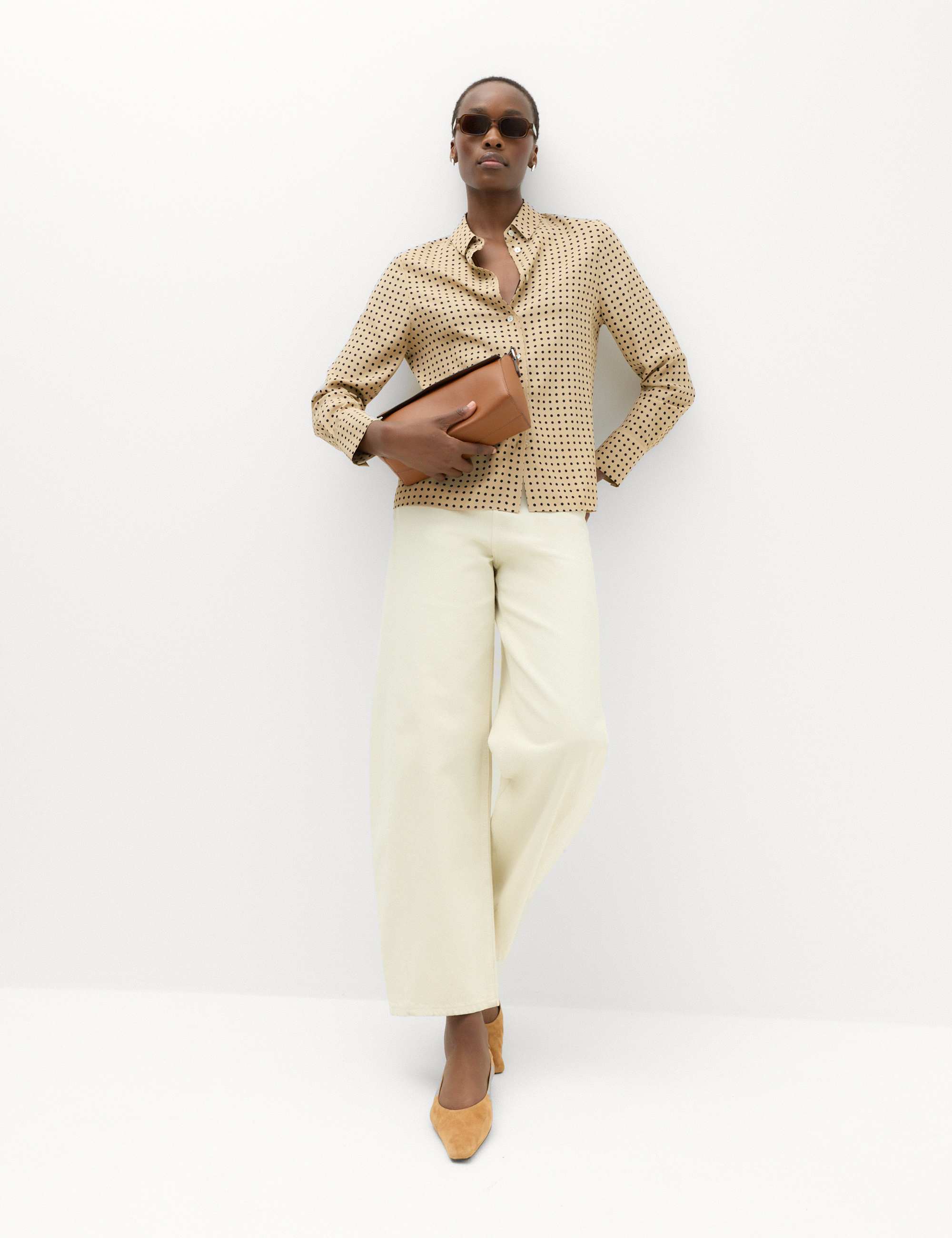 Polka Dot Collared Button Through Shirt