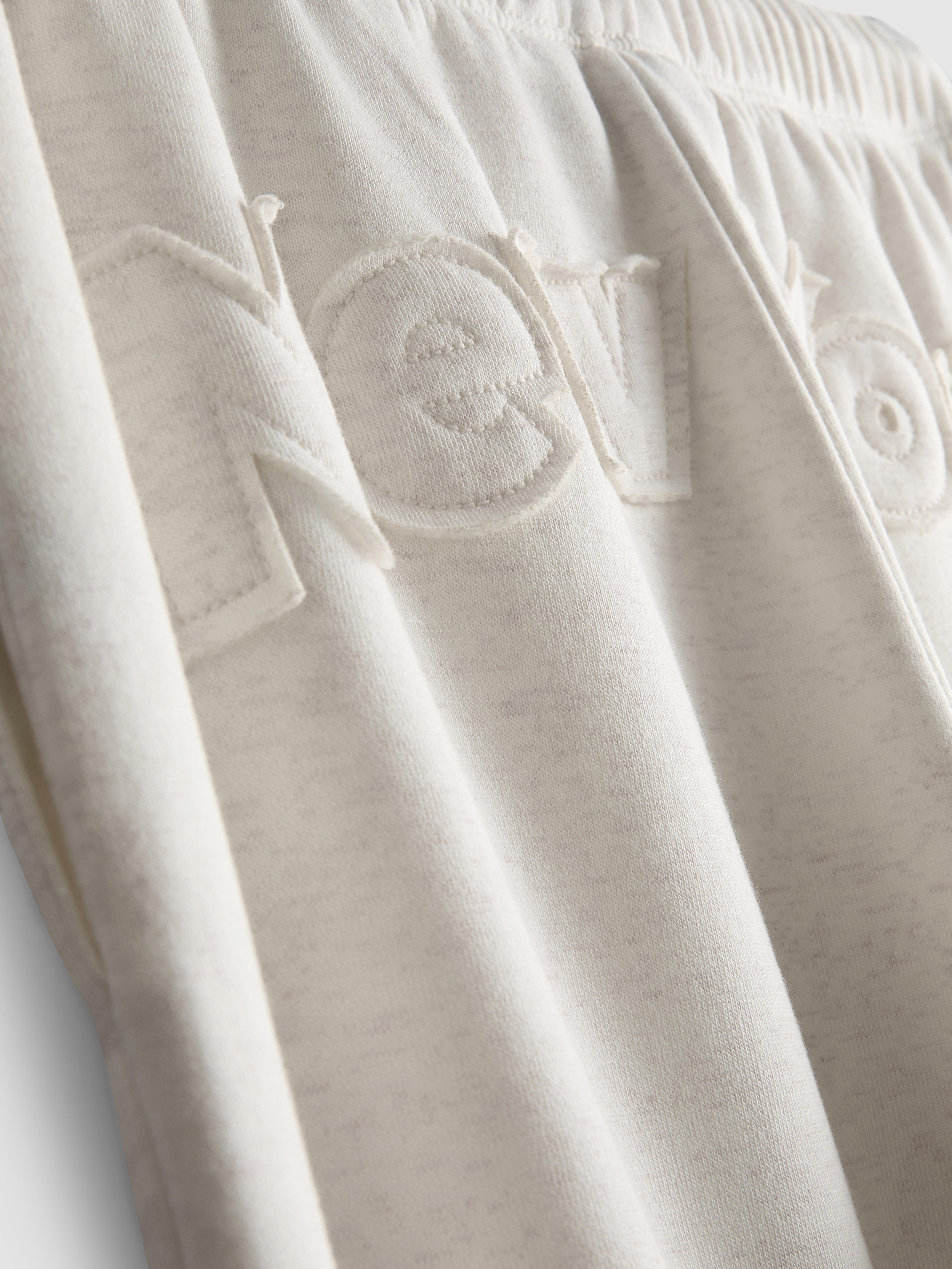 Cotton-Rich Wide-Leg Appliqué Joggers - Oatmeal