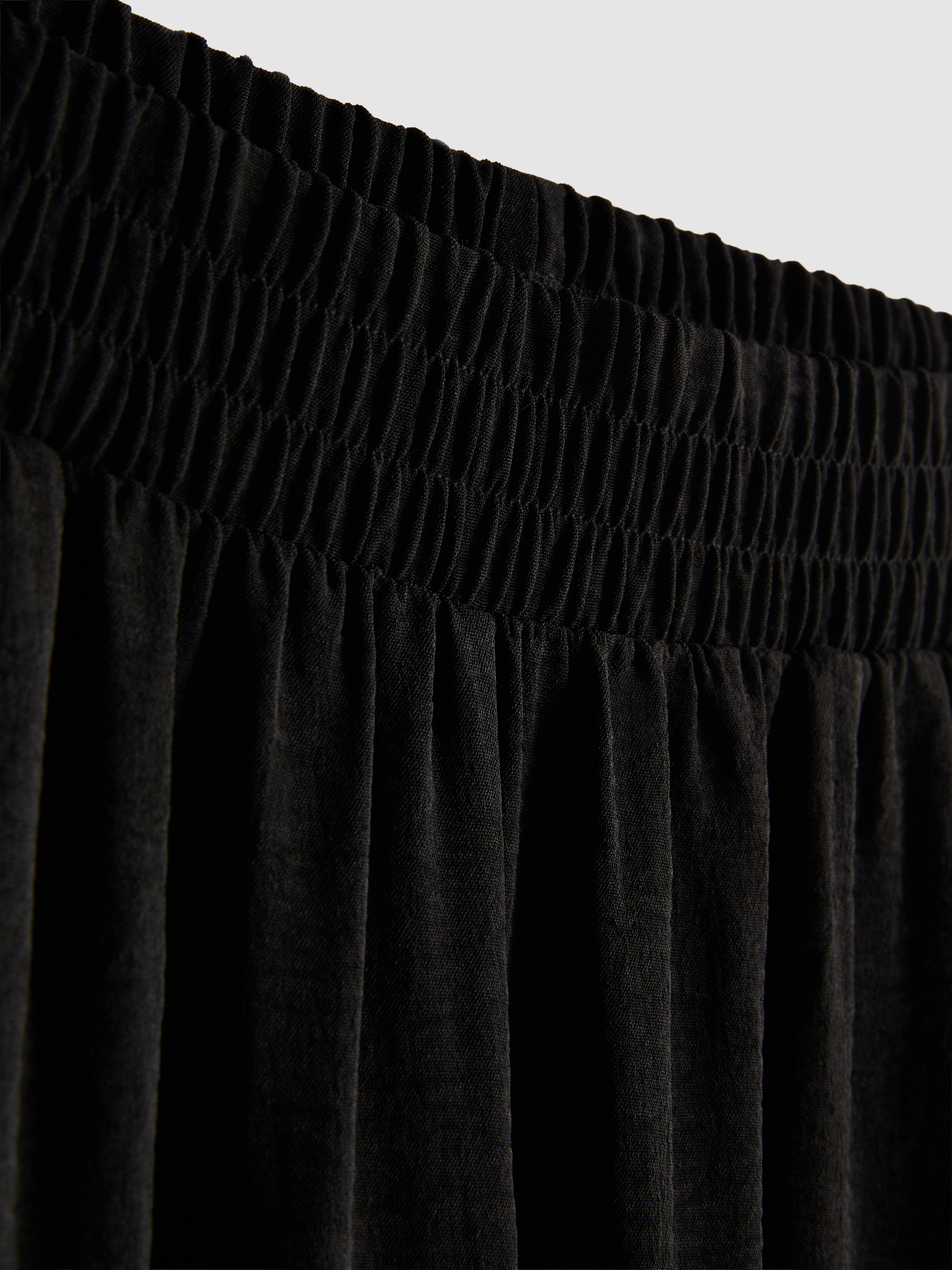 Elastic Waist Wide-Leg Pants - Black