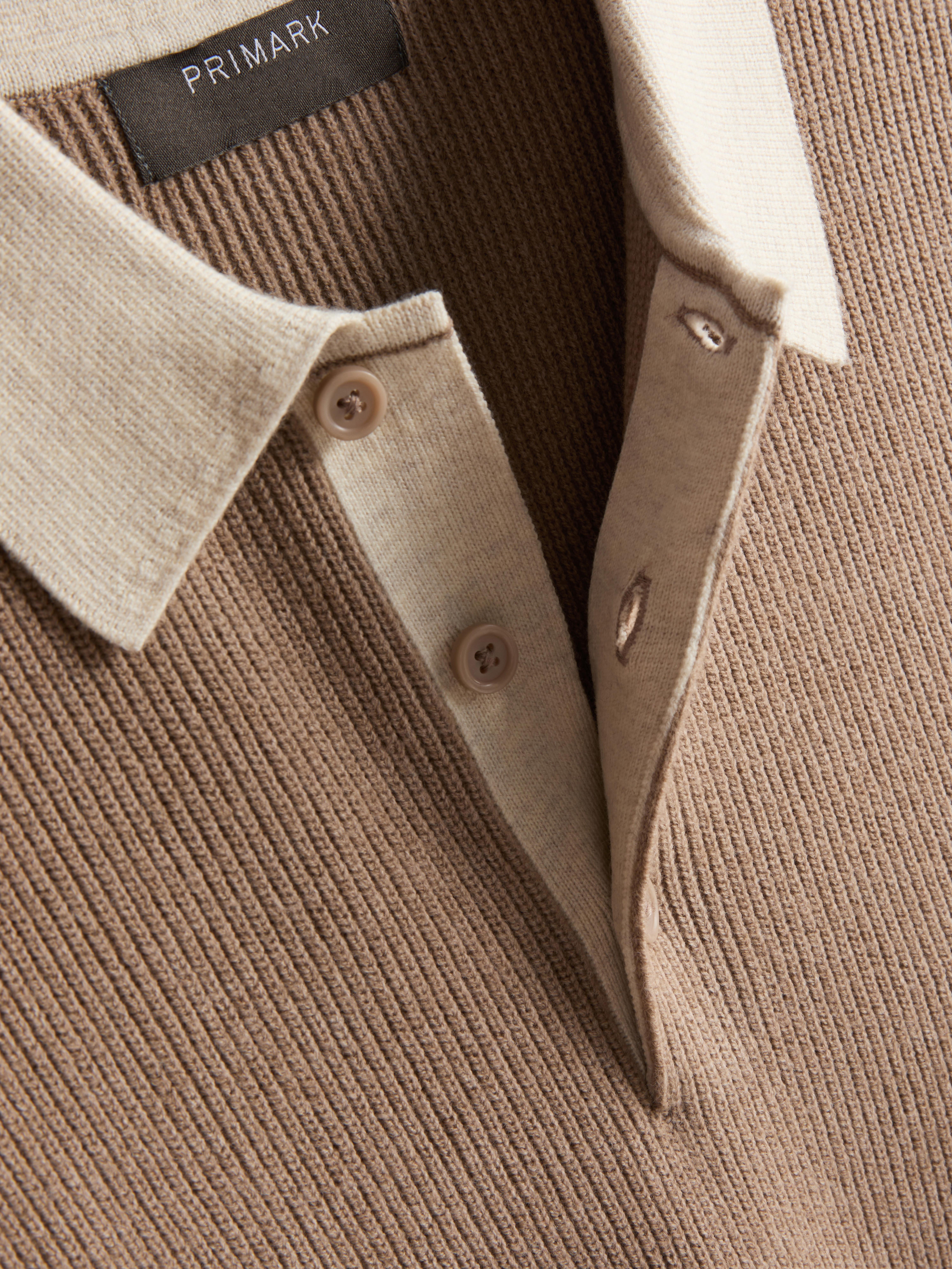 Knit Polo Sweater - Tan