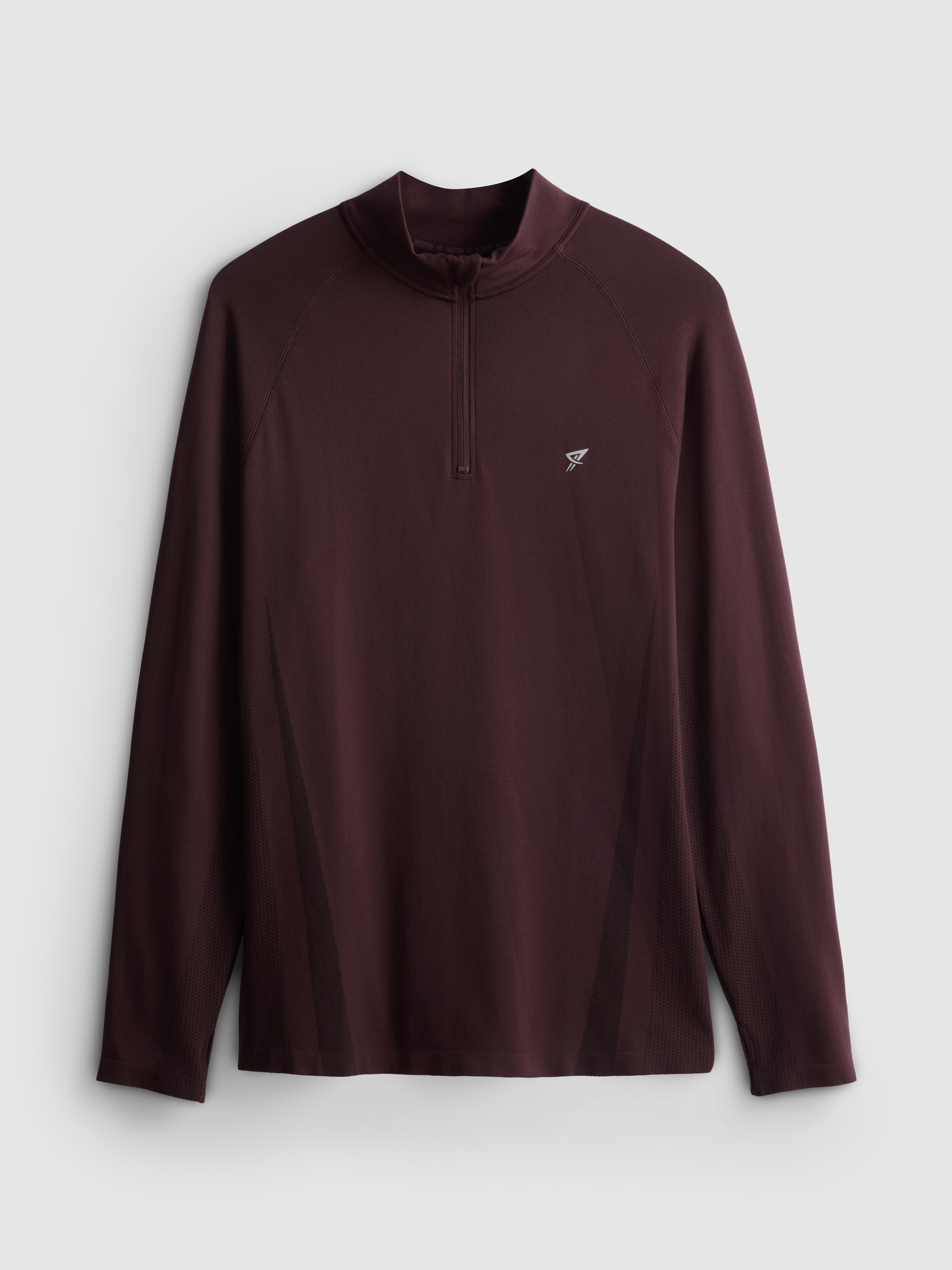 Quarter Zip Gym Top - Burgundy