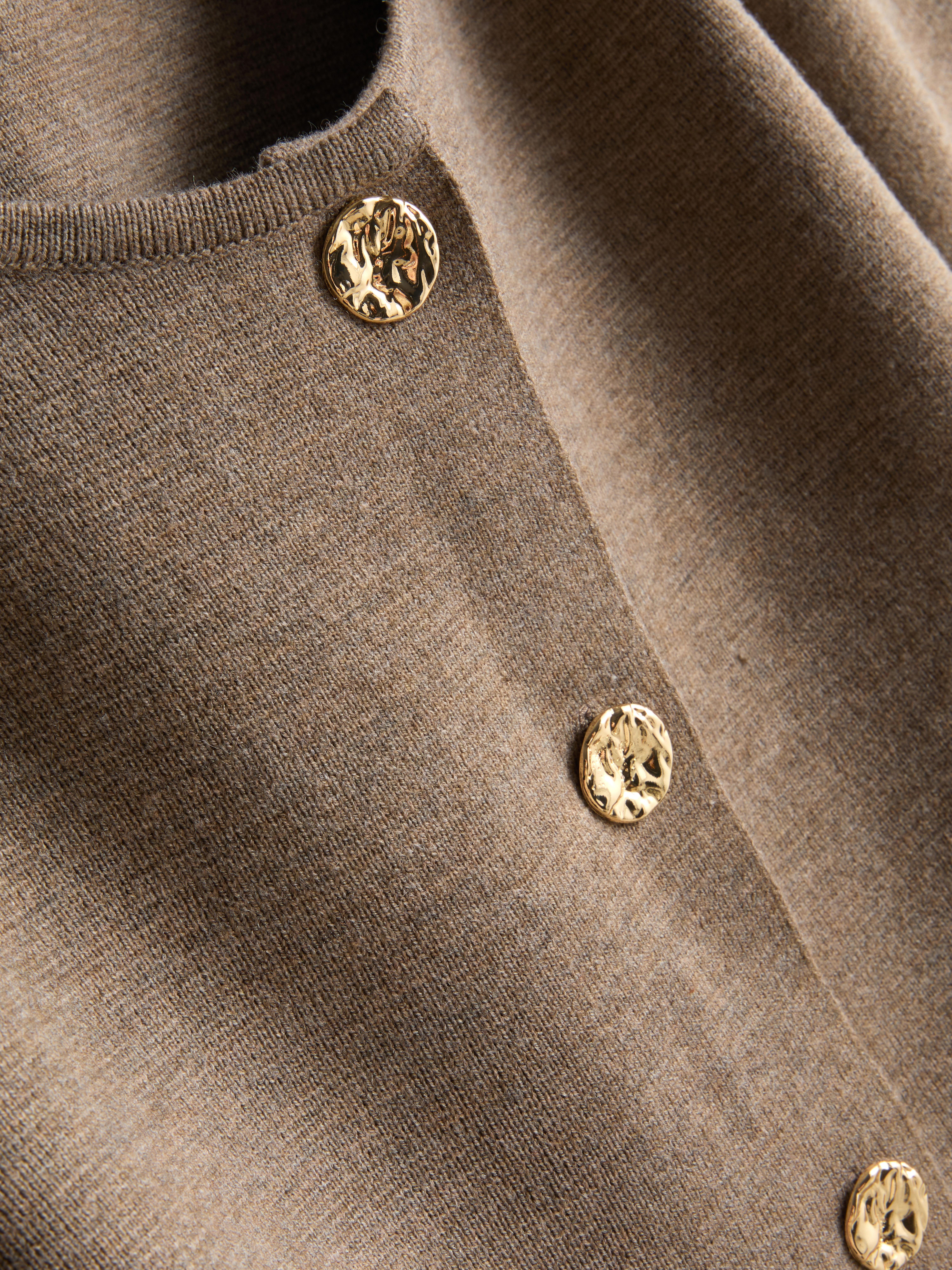 Boxy Roundneck Cardigan - Taupe