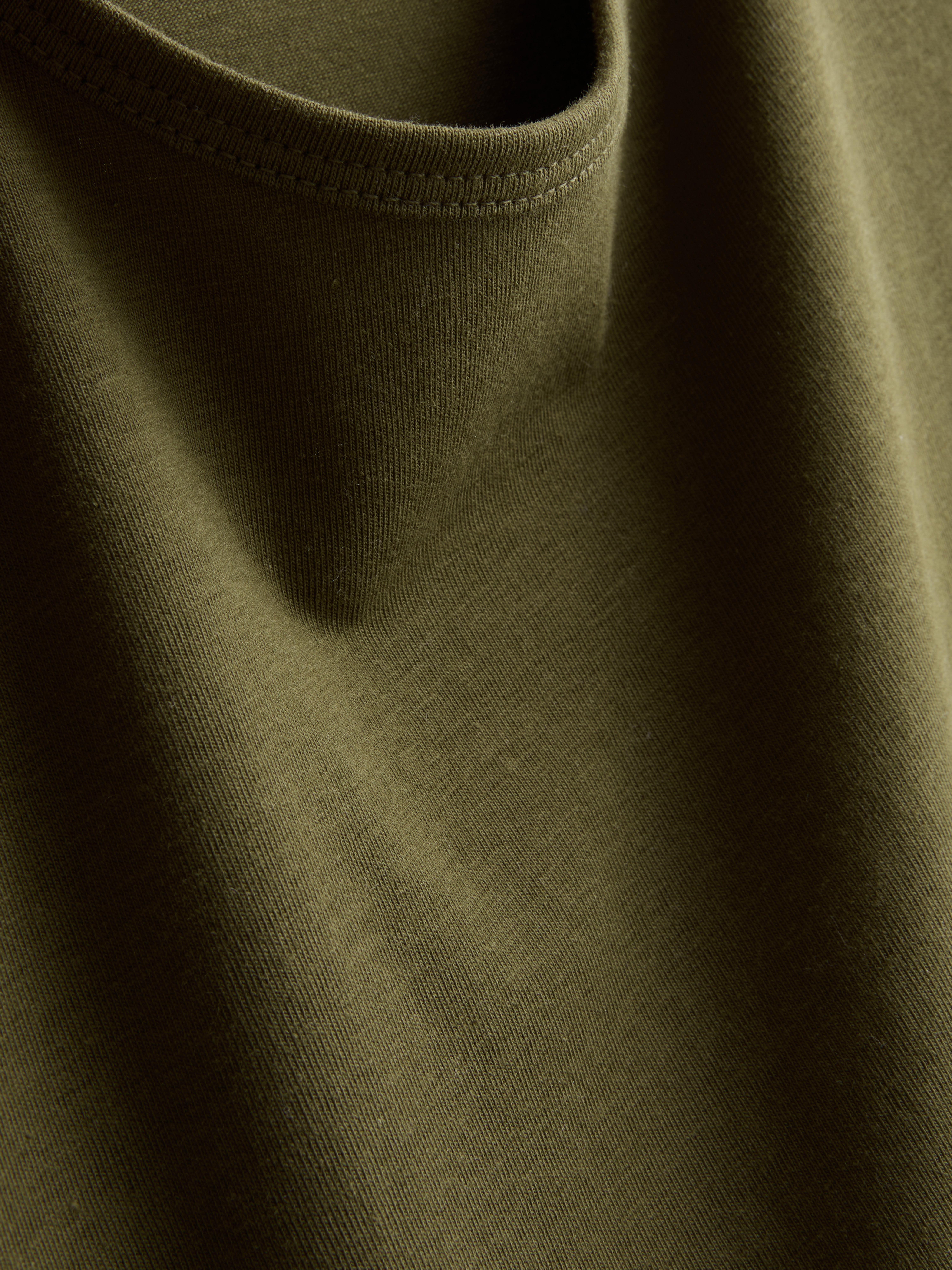 Cotton-Rich Stretch Long-Sleeve Crewneck Top - Olive
