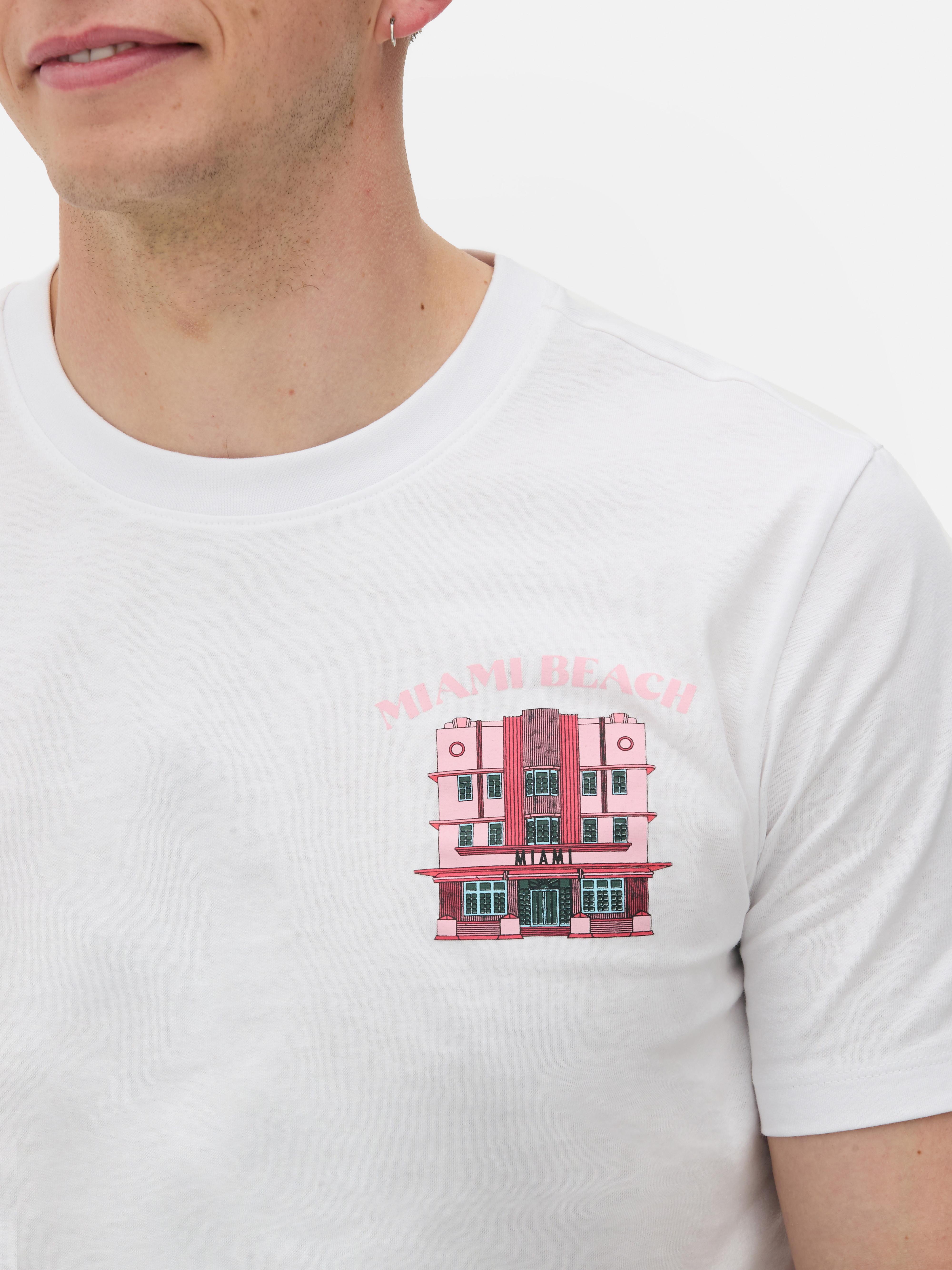 Miami Beach House Illustrations T-Shirt - White
