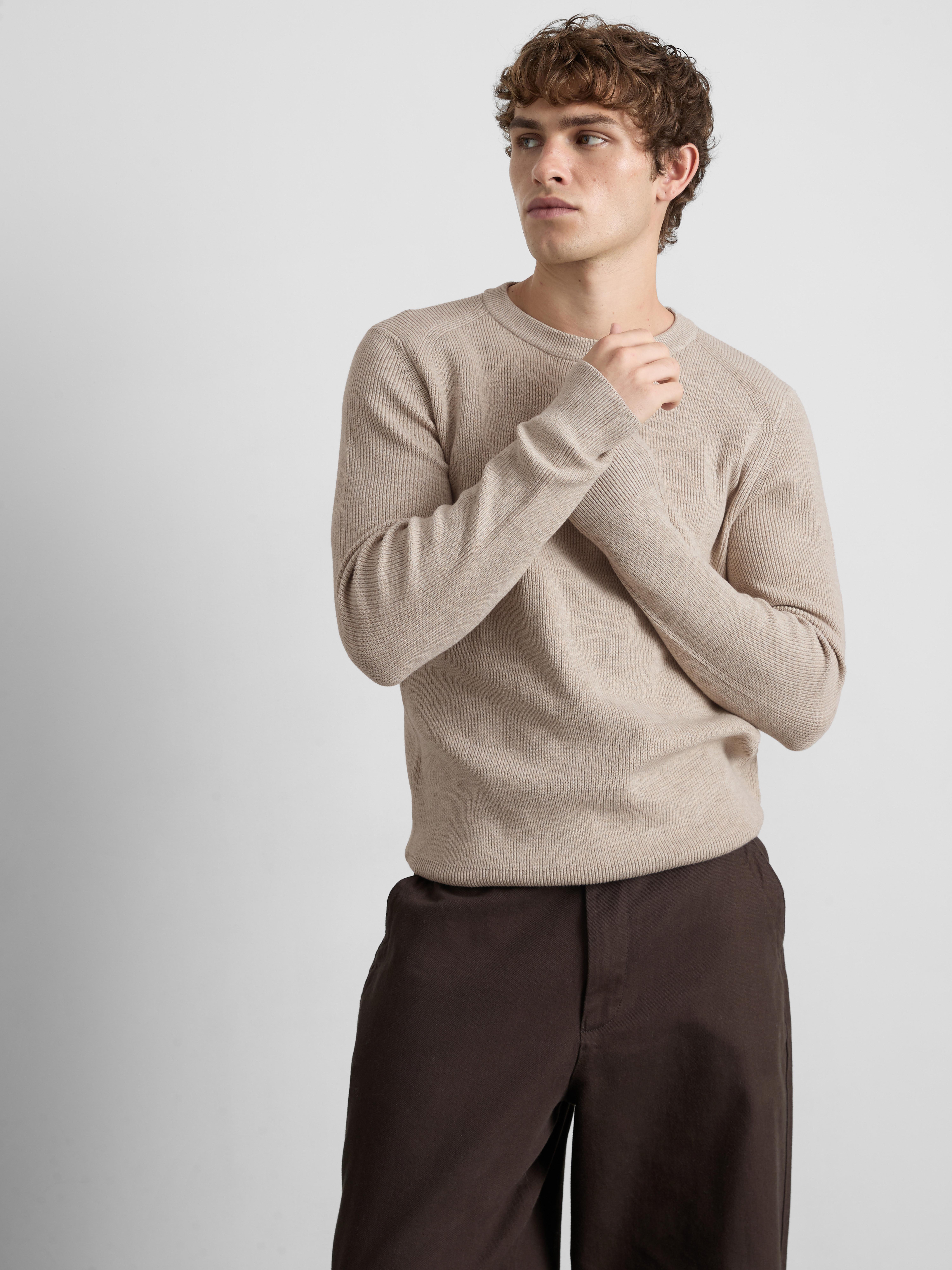 Ribbed Crewneck Sweater - Natural