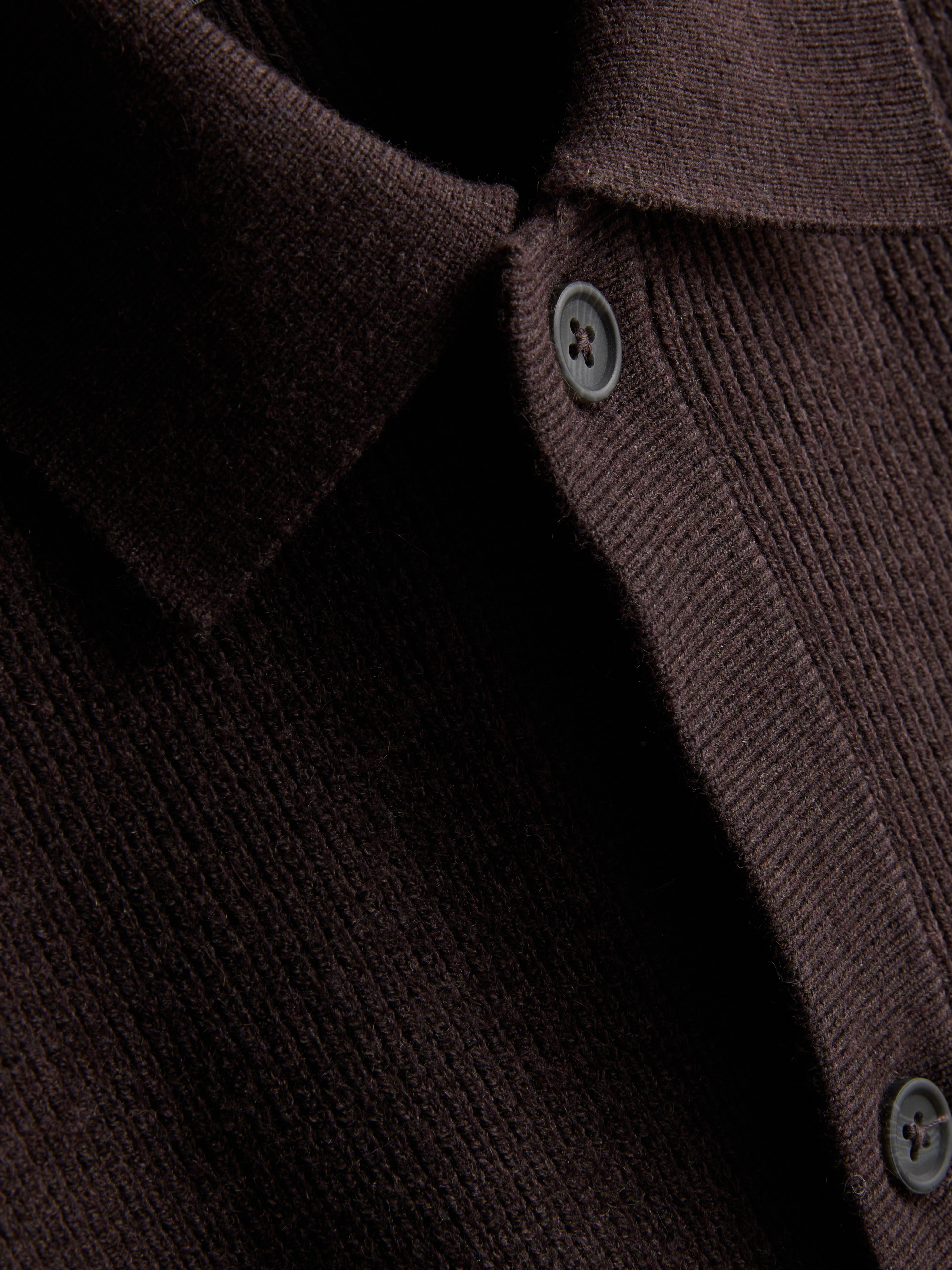Wool Blend Knitted Cardigan - Brown