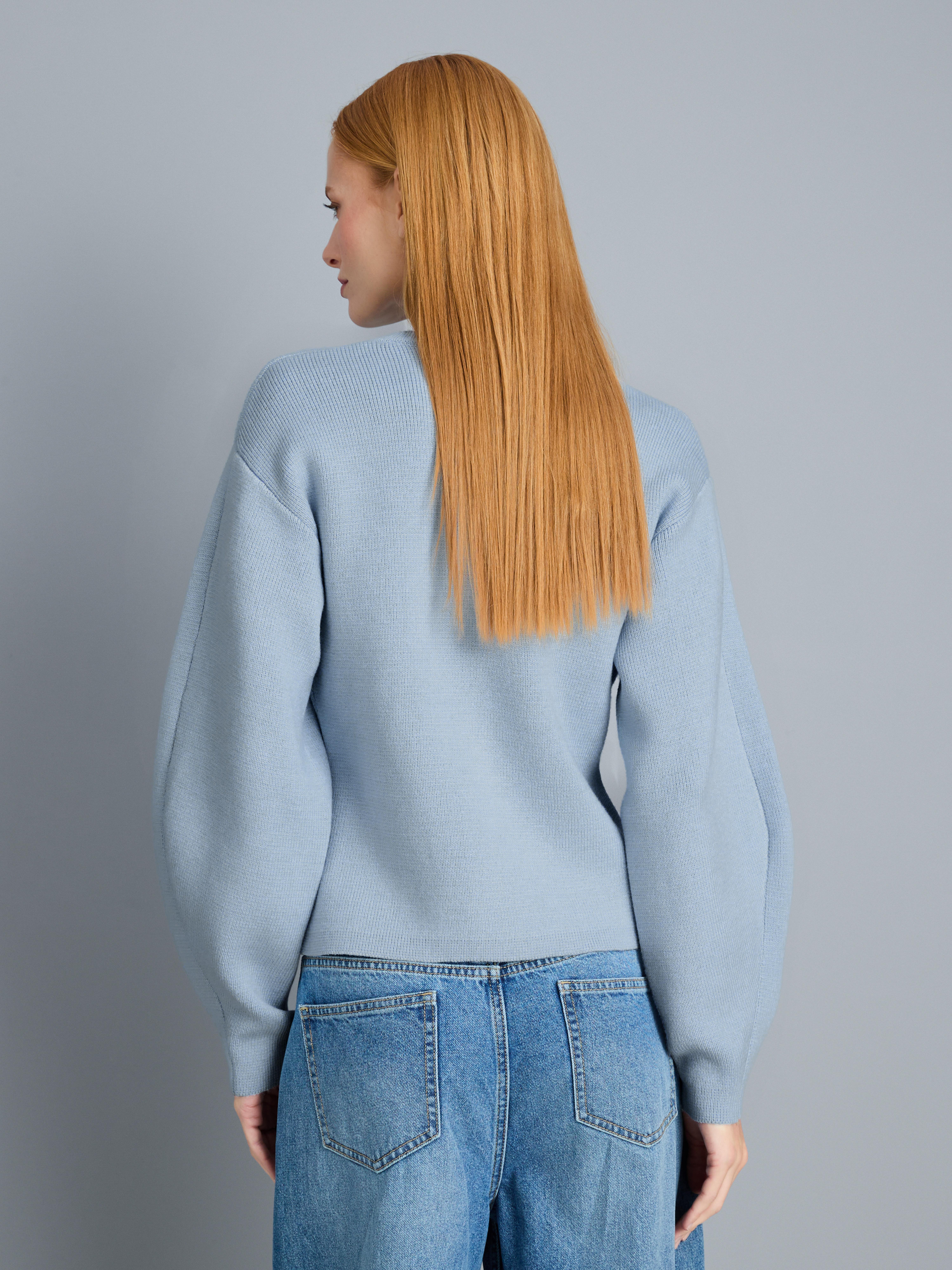 Sculpted Roundneck Cardigan - Light Blue