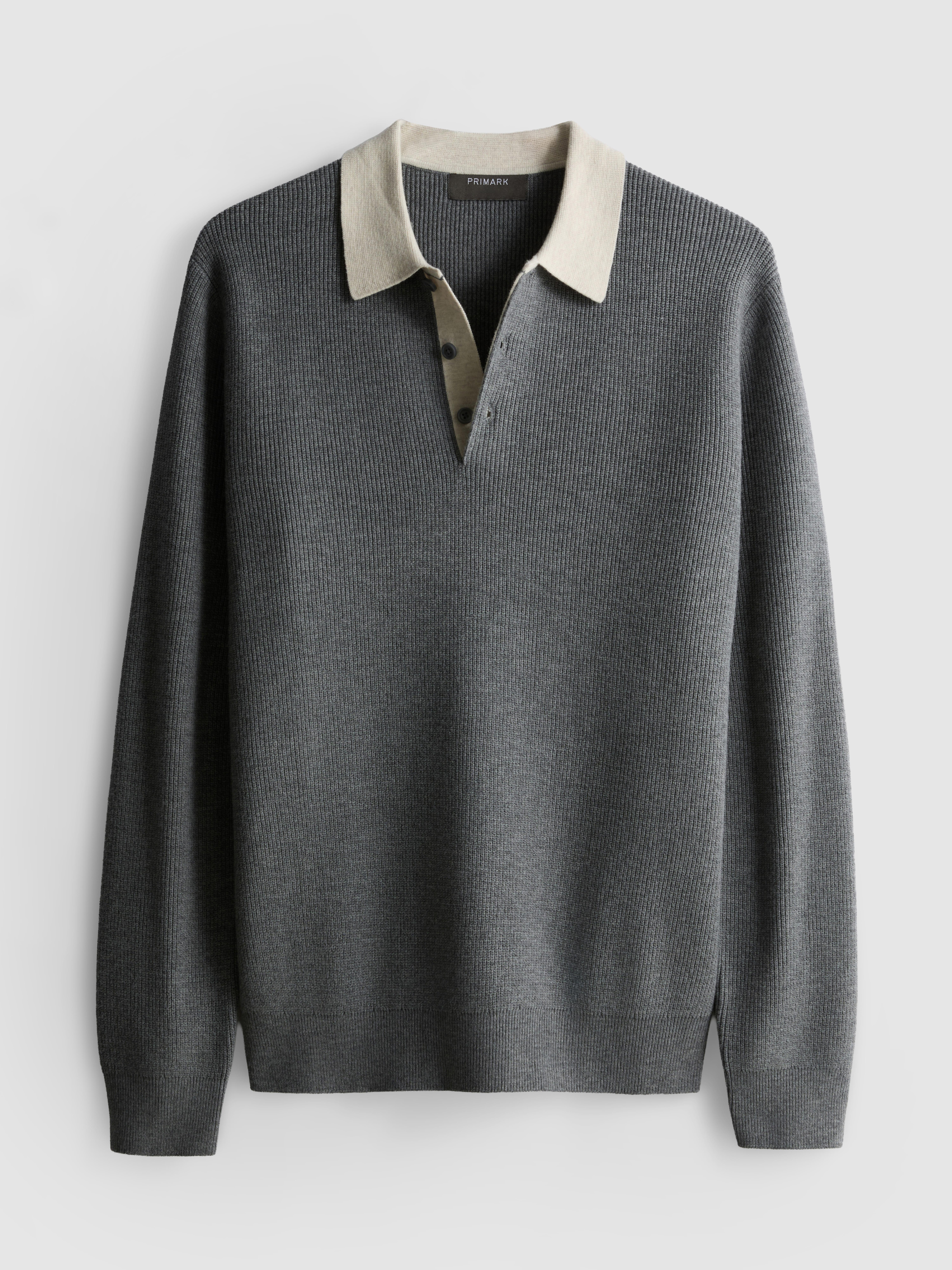 Knit Polo Sweater - Charcoal