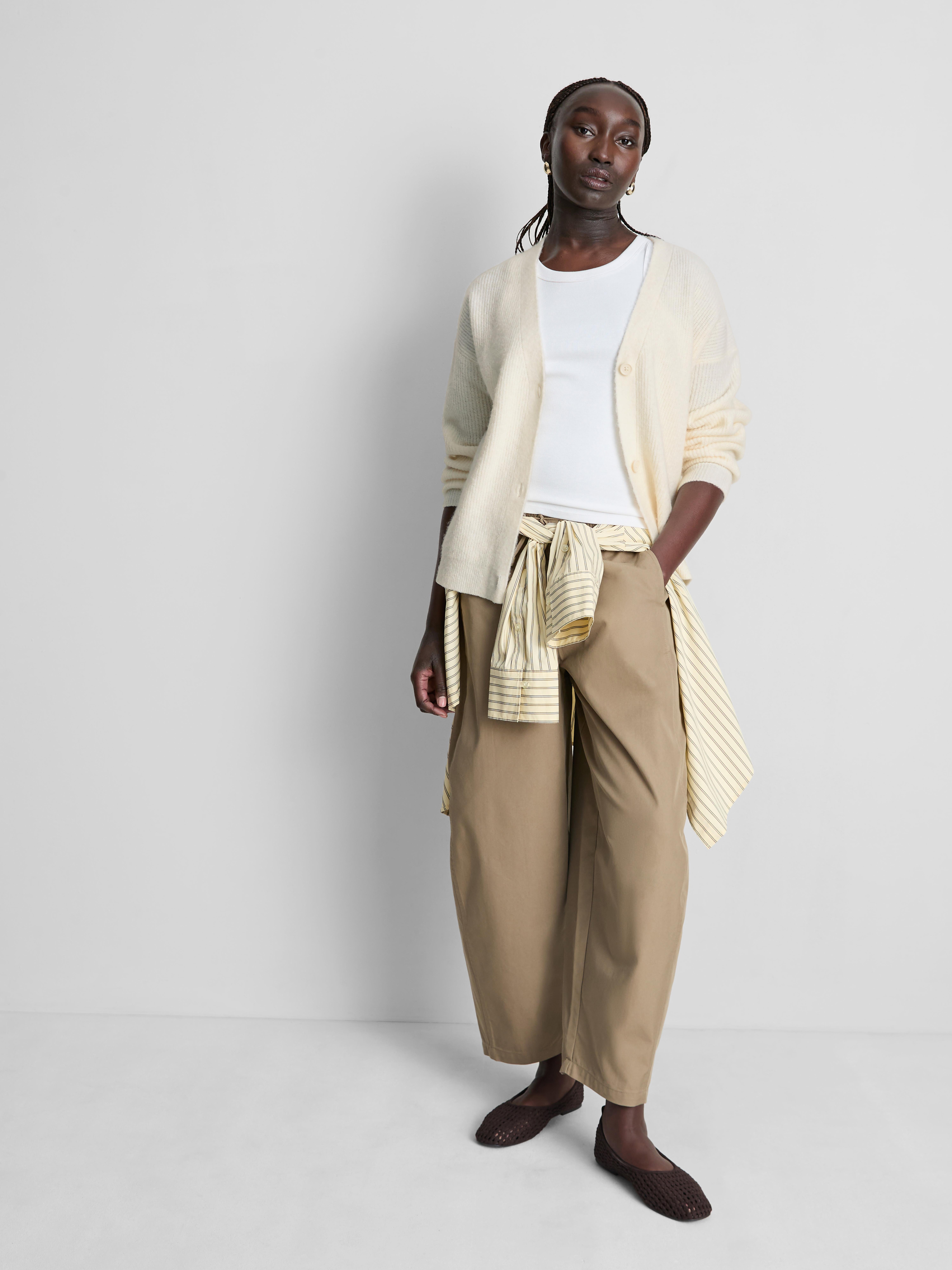 Soft Rib V-Neck Cardigan - Ivory