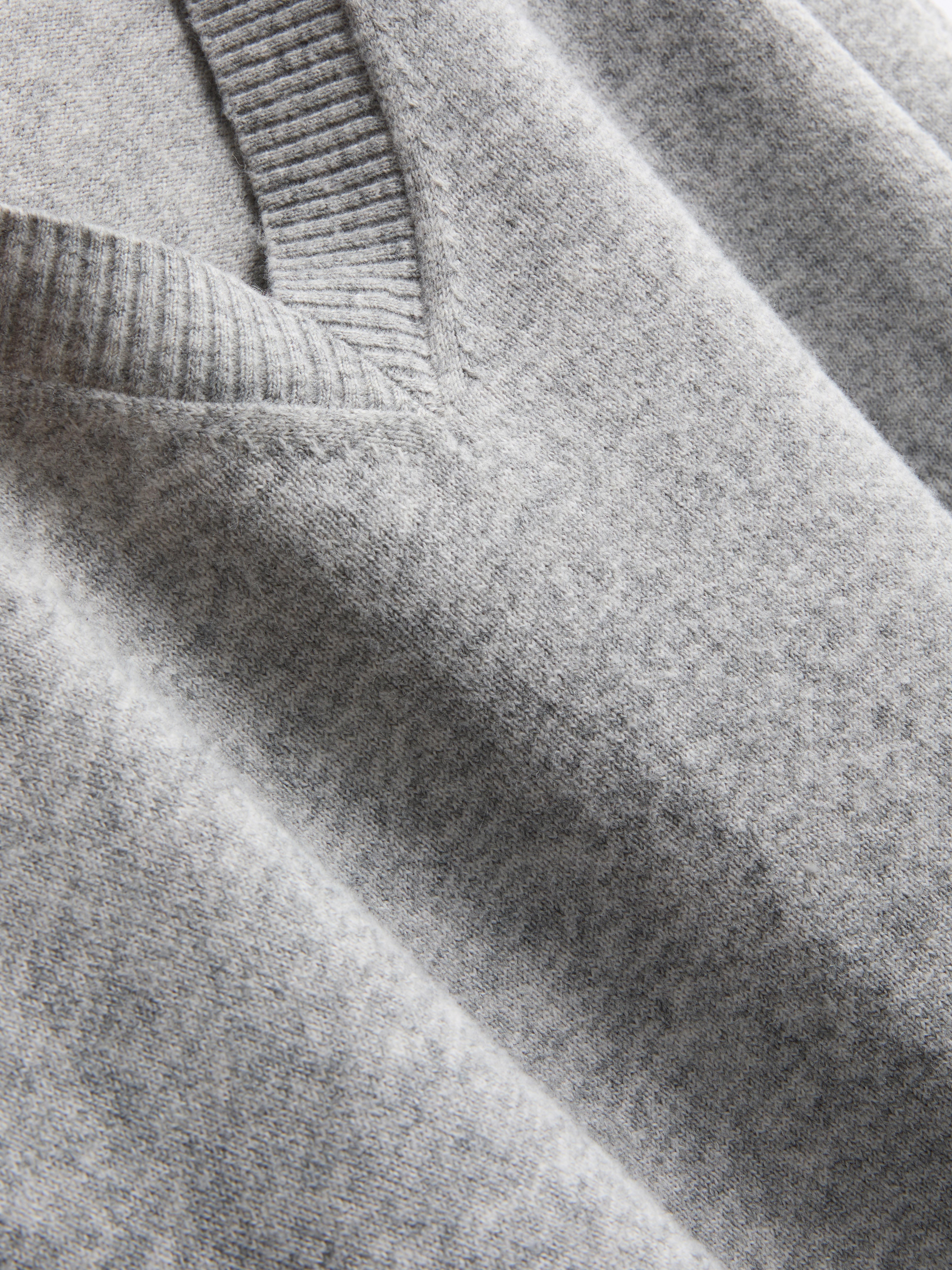 Knitted V-Neck Sweater - Gray