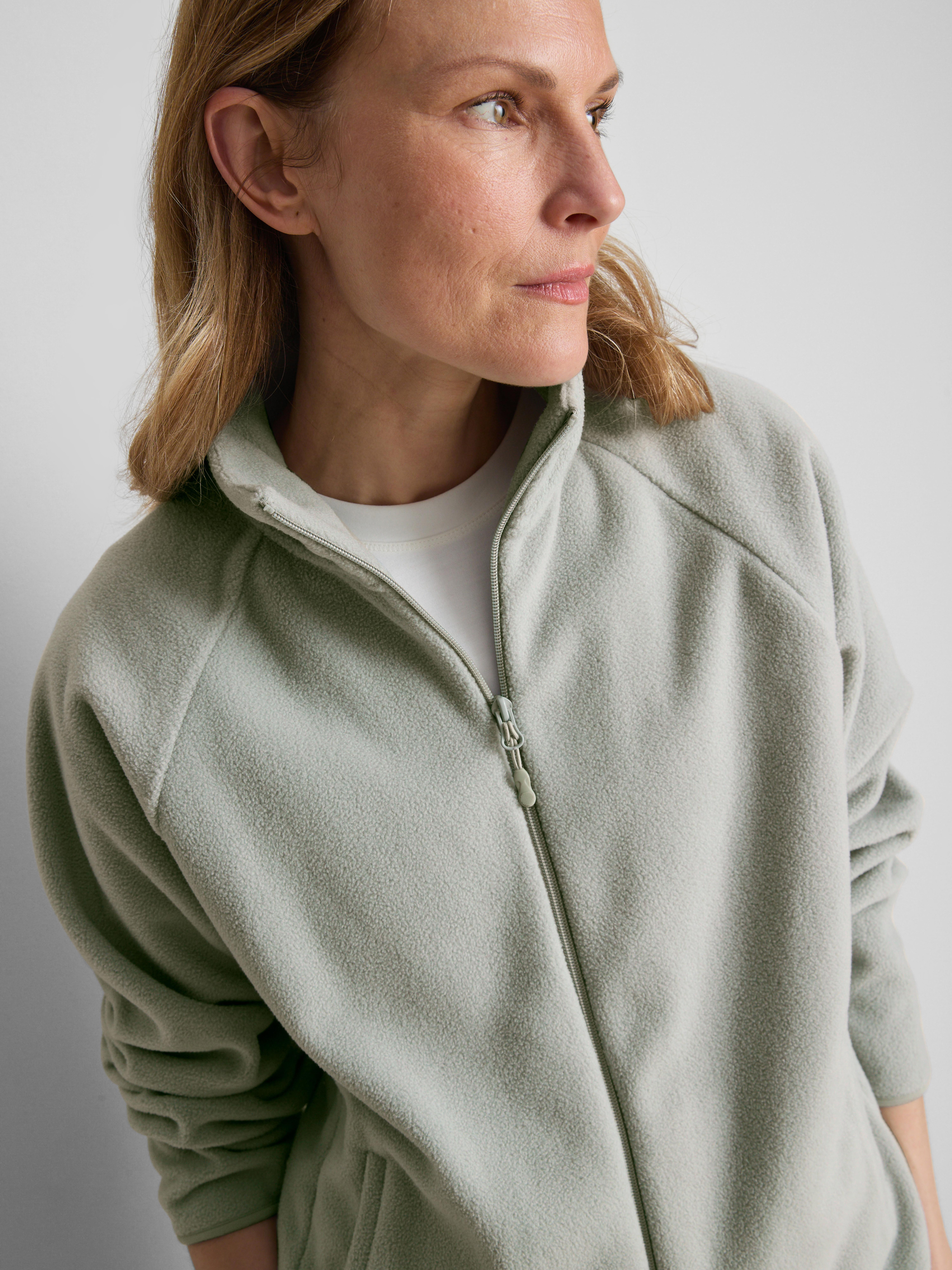 Zip-Up Funnel Neck Fleece - Light Green