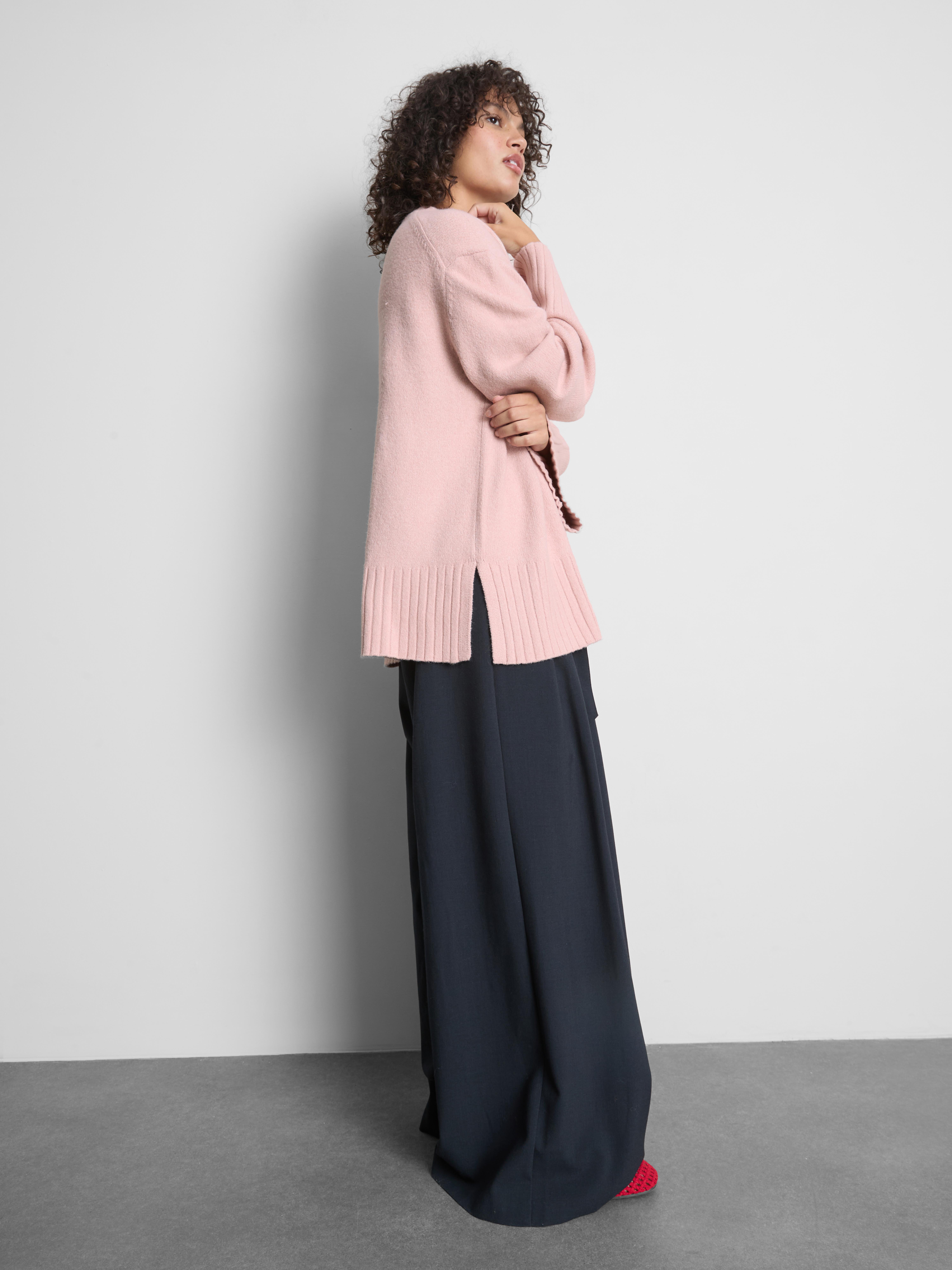 Knitted Wide-Sleeve Sweater - Blush